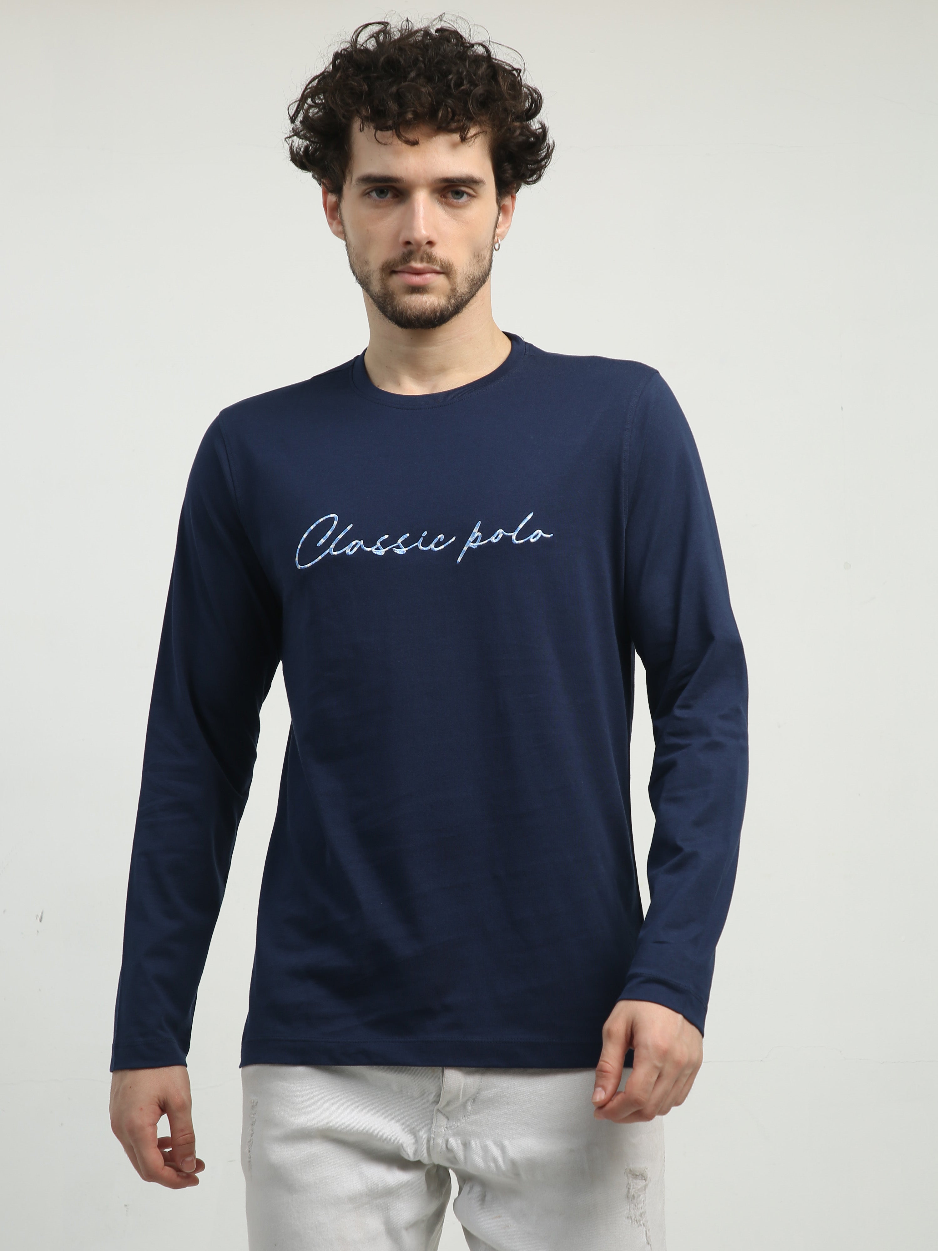 Classic Polo Men's Crew Neck Full Sleeve Slim Fit Cotton T Shirt | BALENO FS -591 B SF C