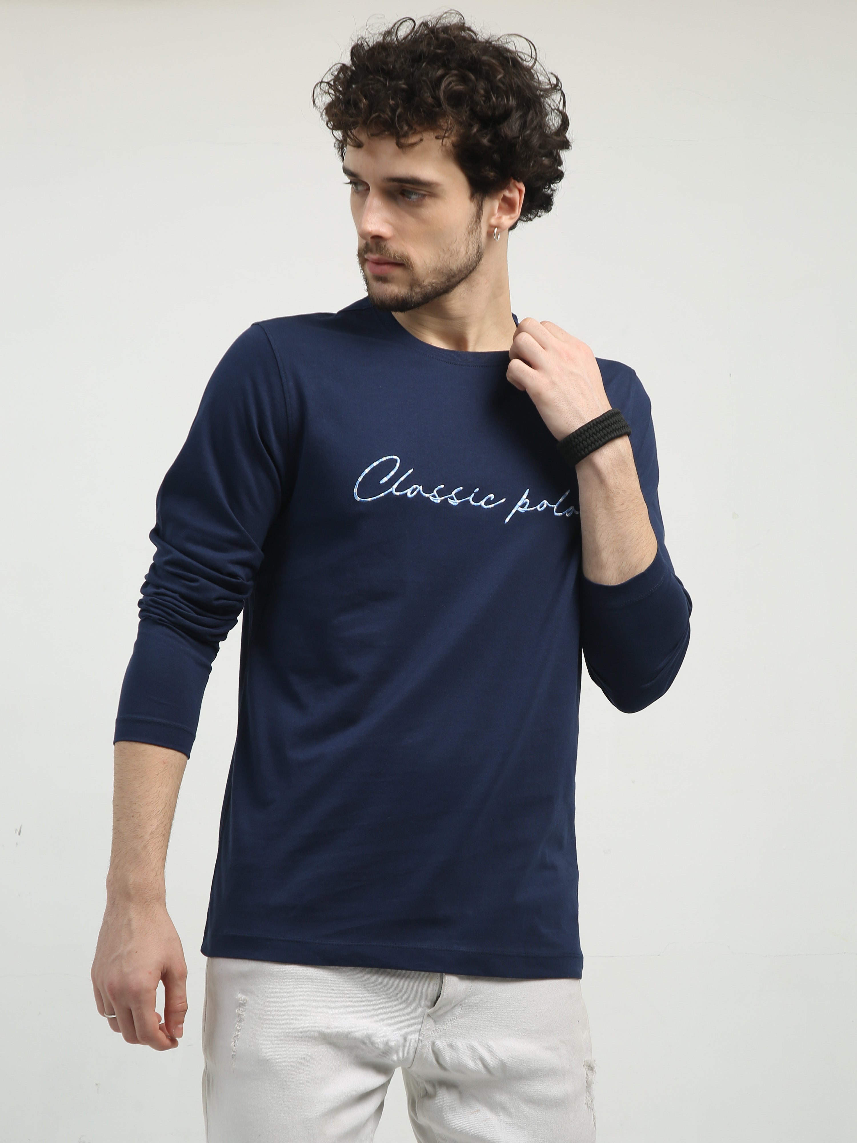 Classic Polo Men's Crew Neck Full Sleeve Slim Fit Cotton T Shirt | BALENO FS -591 B SF C