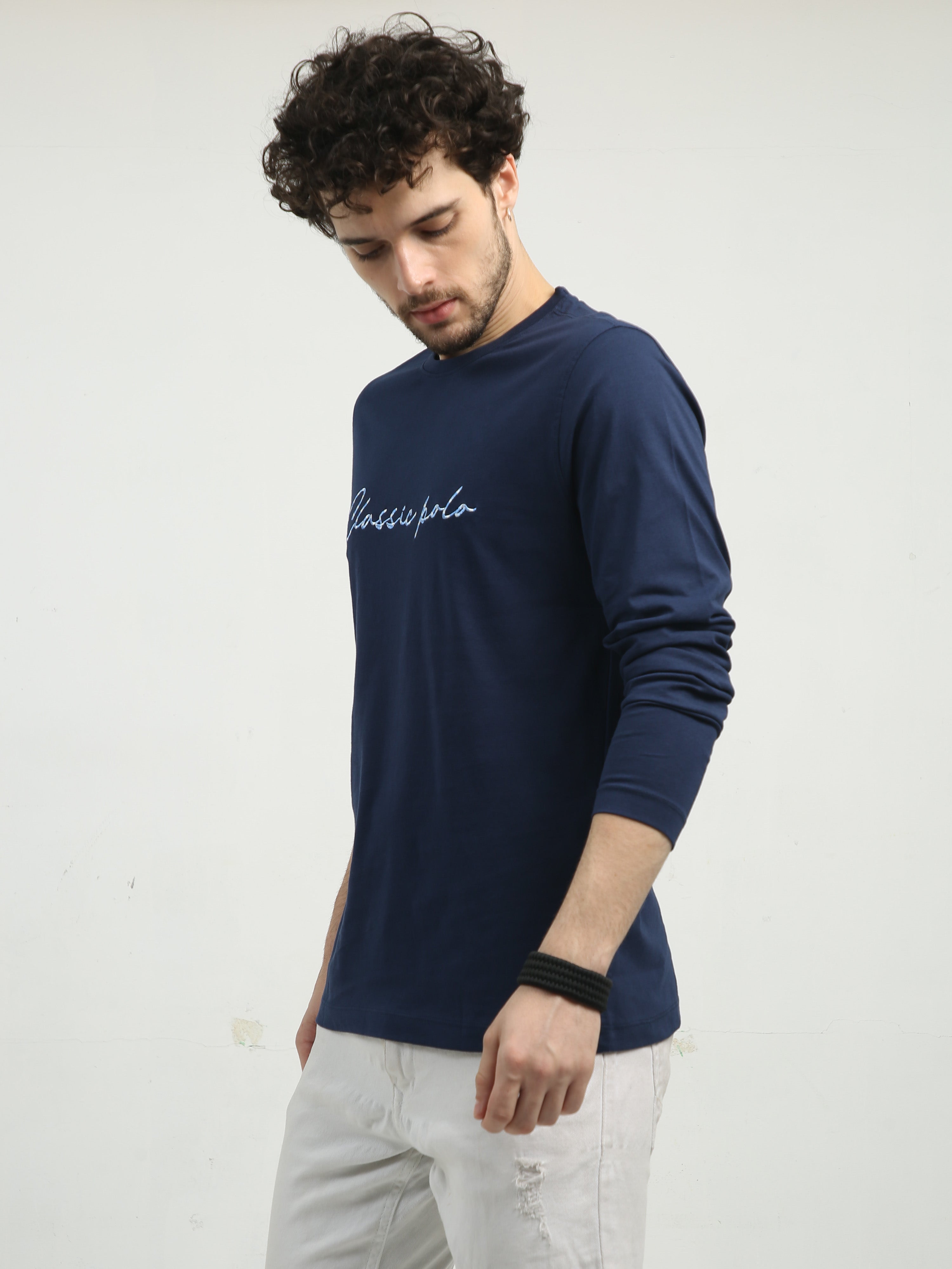 Classic Polo Men's Crew Neck Full Sleeve Slim Fit Cotton T Shirt | BALENO FS -591 B SF C
