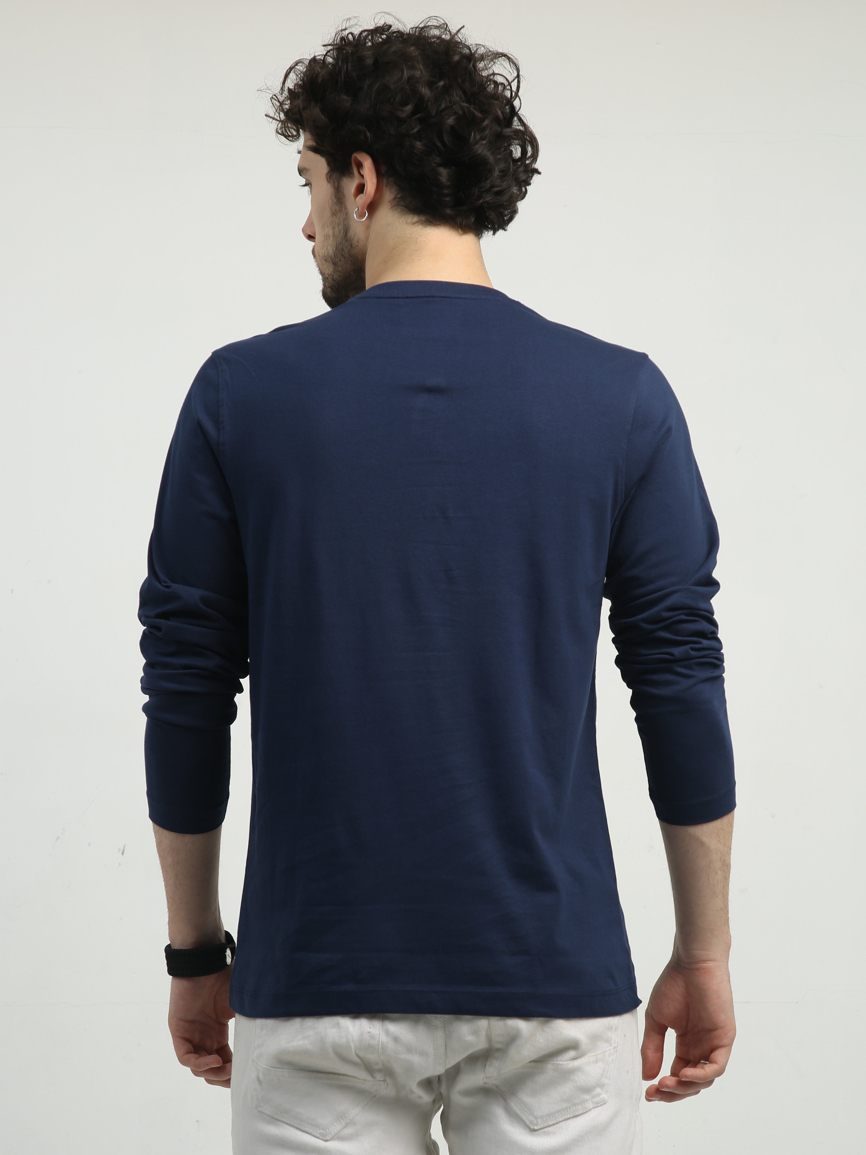 Classic Polo Men's Crew Neck Full Sleeve Slim Fit Cotton T Shirt | BALENO FS -591 B SF C