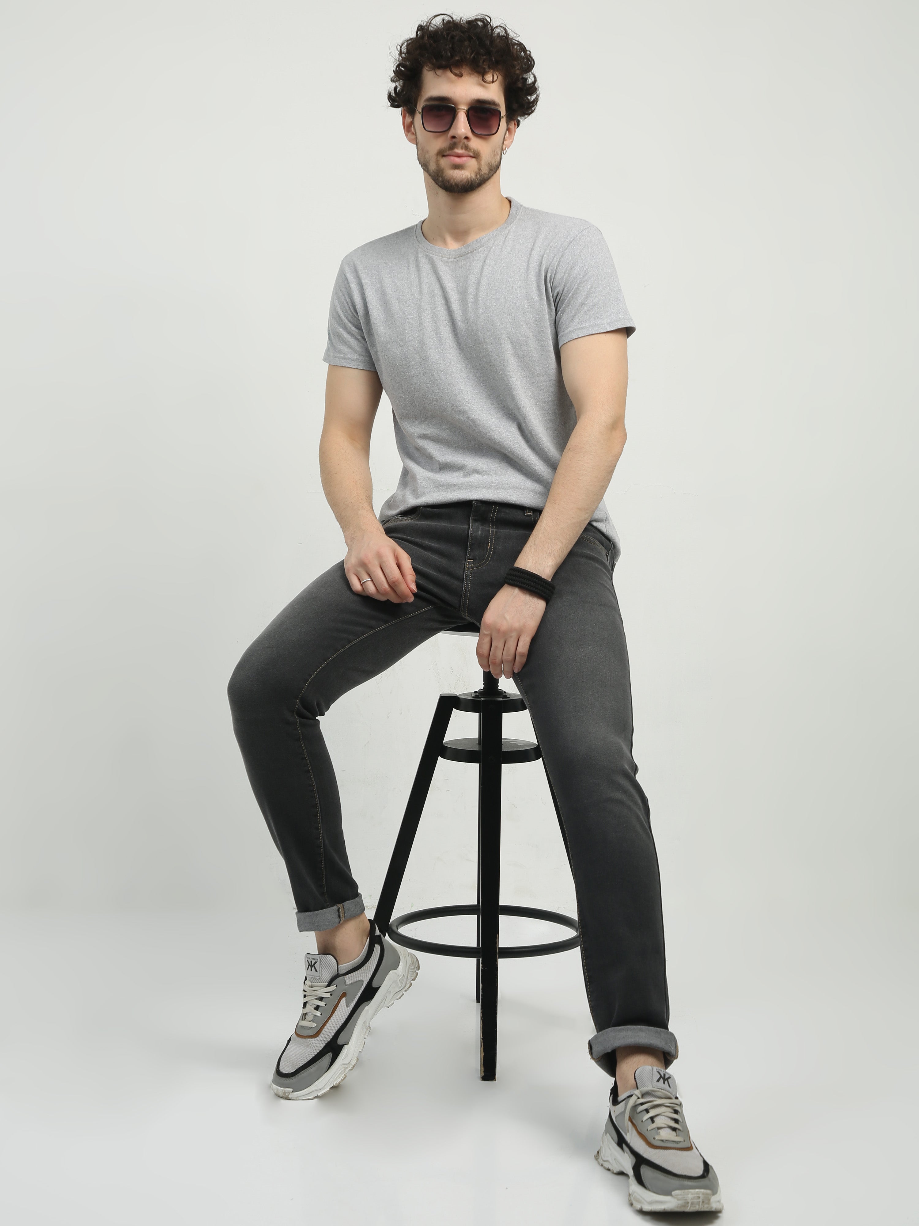 Classic Polo Men's   Slim Fit Cotton Blend Denim | CPDO2-38 GRY-SF-LY