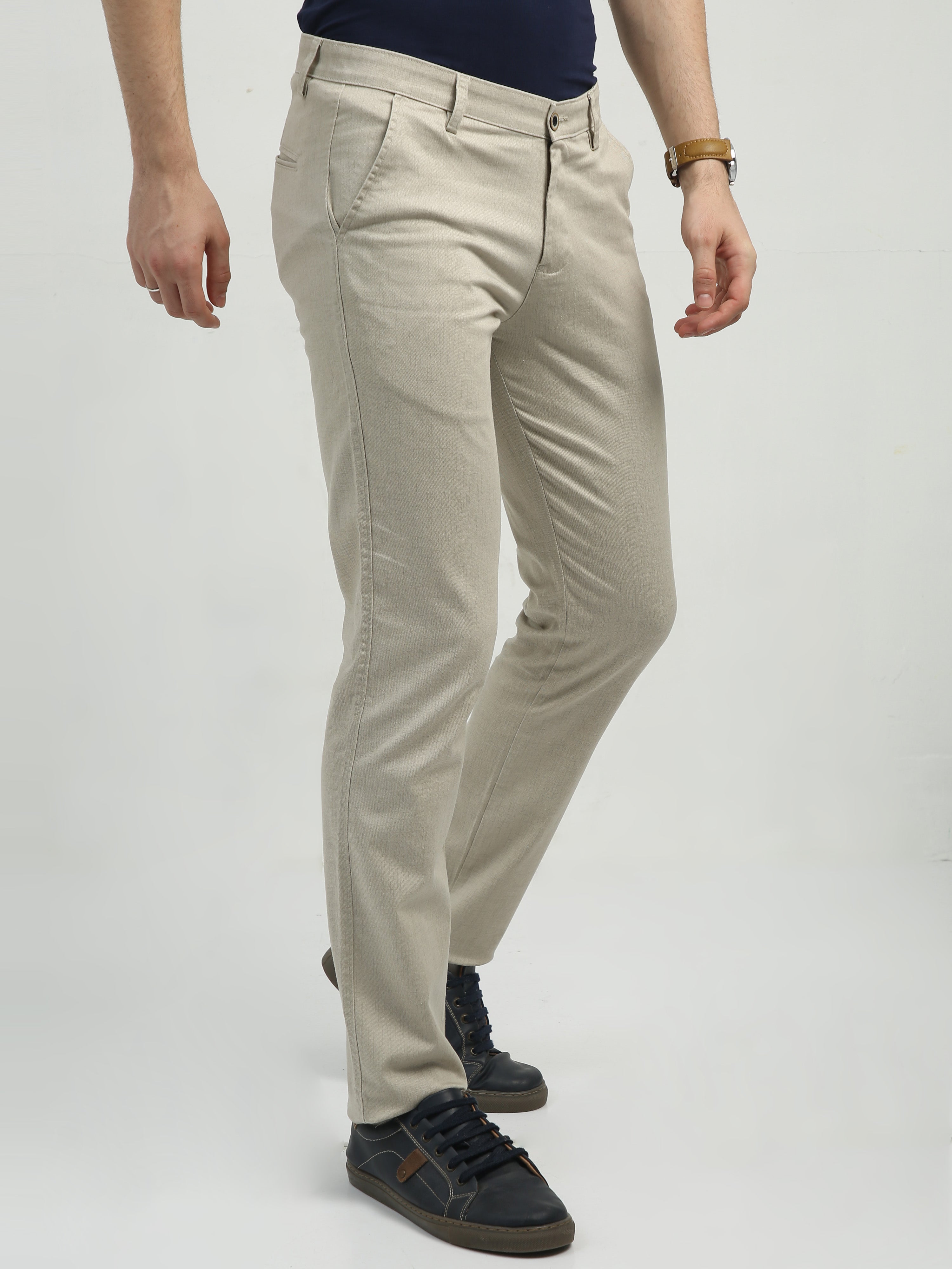 Classic Polo Men's   Chiseled Fit Cotton Trousers | TBO2-30 C-BEG-CF-LY