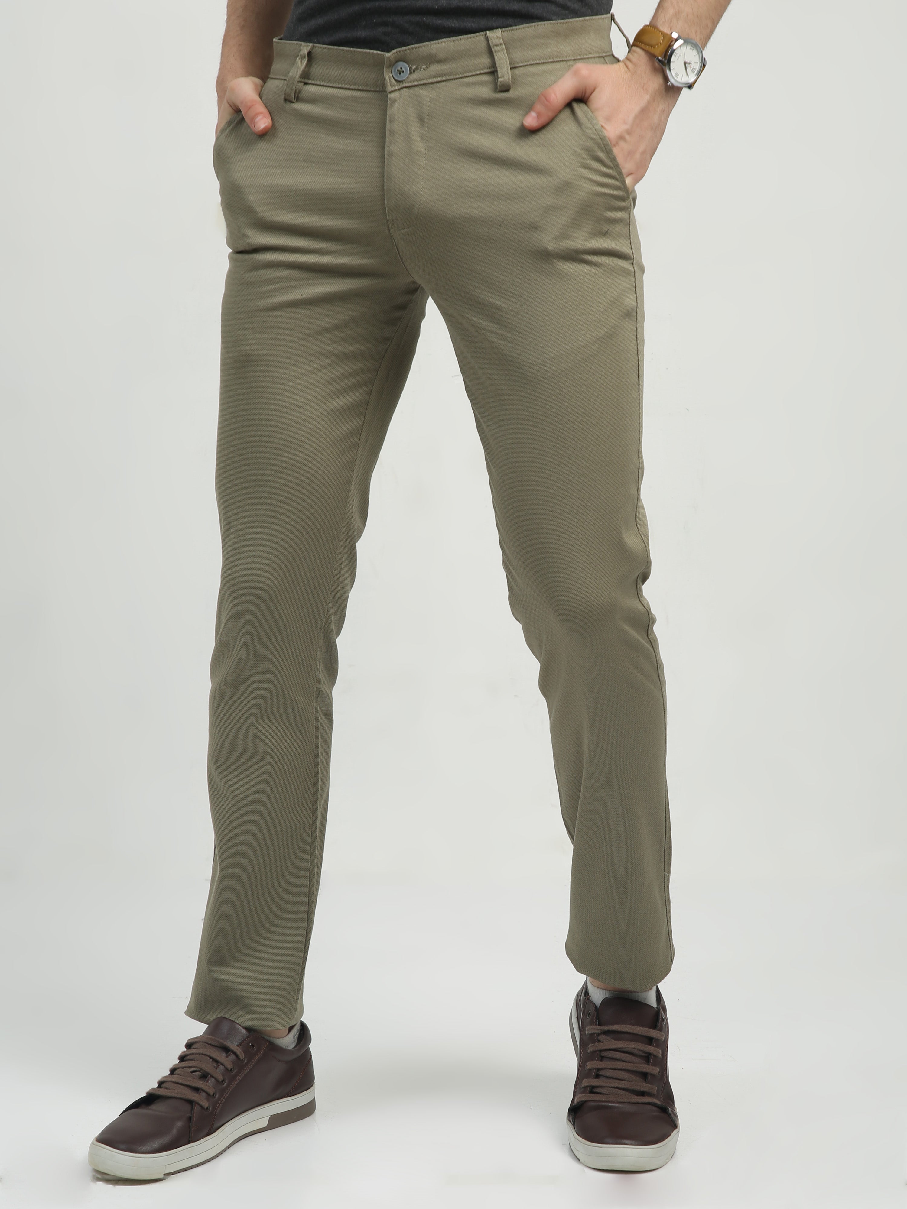 Classic Polo Men's   Chiseled Fit Cotton Trousers | TBO2-29 C-OLV-CF-LY