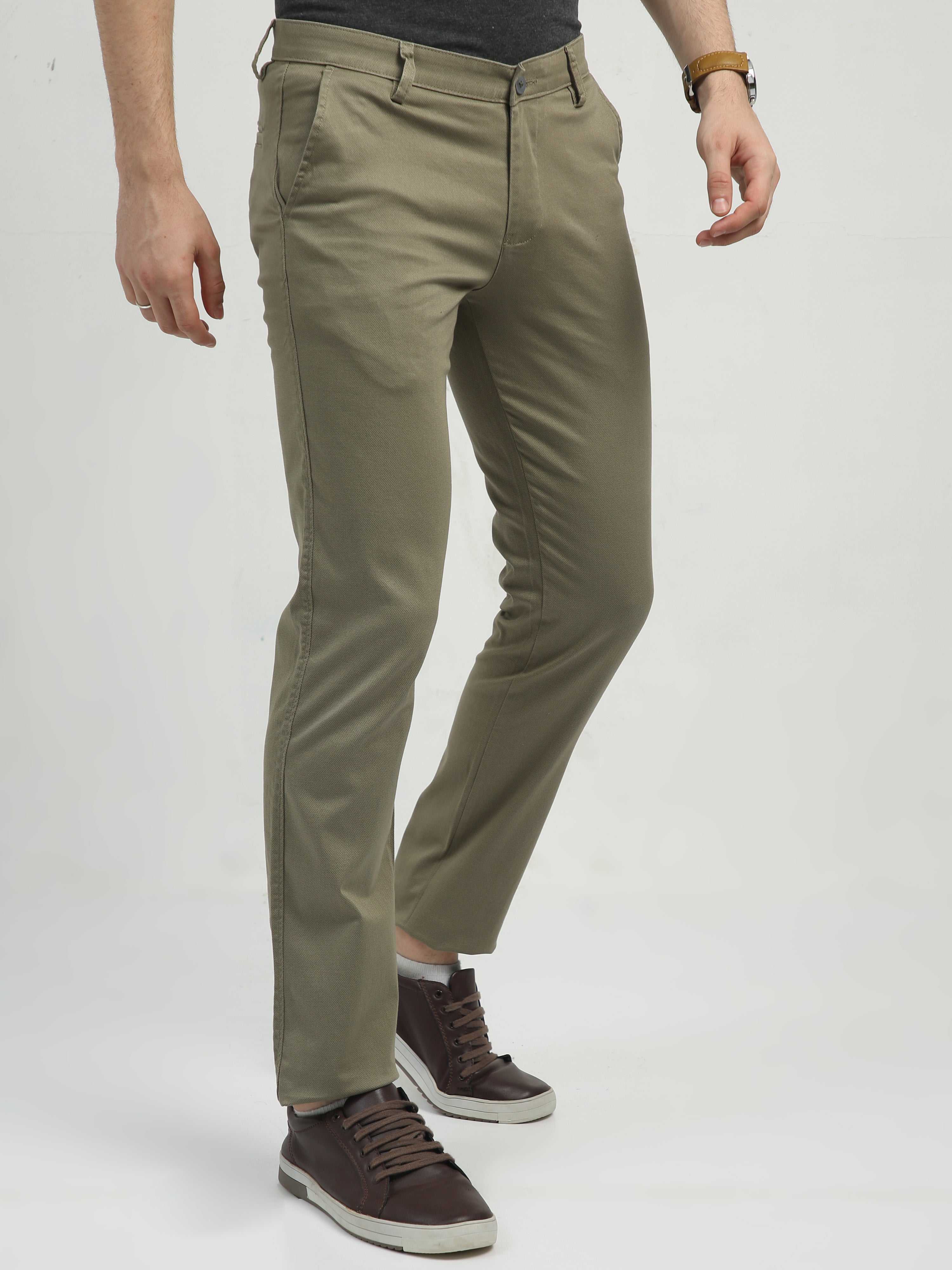 Classic Polo Men's   Chiseled Fit Cotton Trousers | TBO2-29 C-OLV-CF-LY