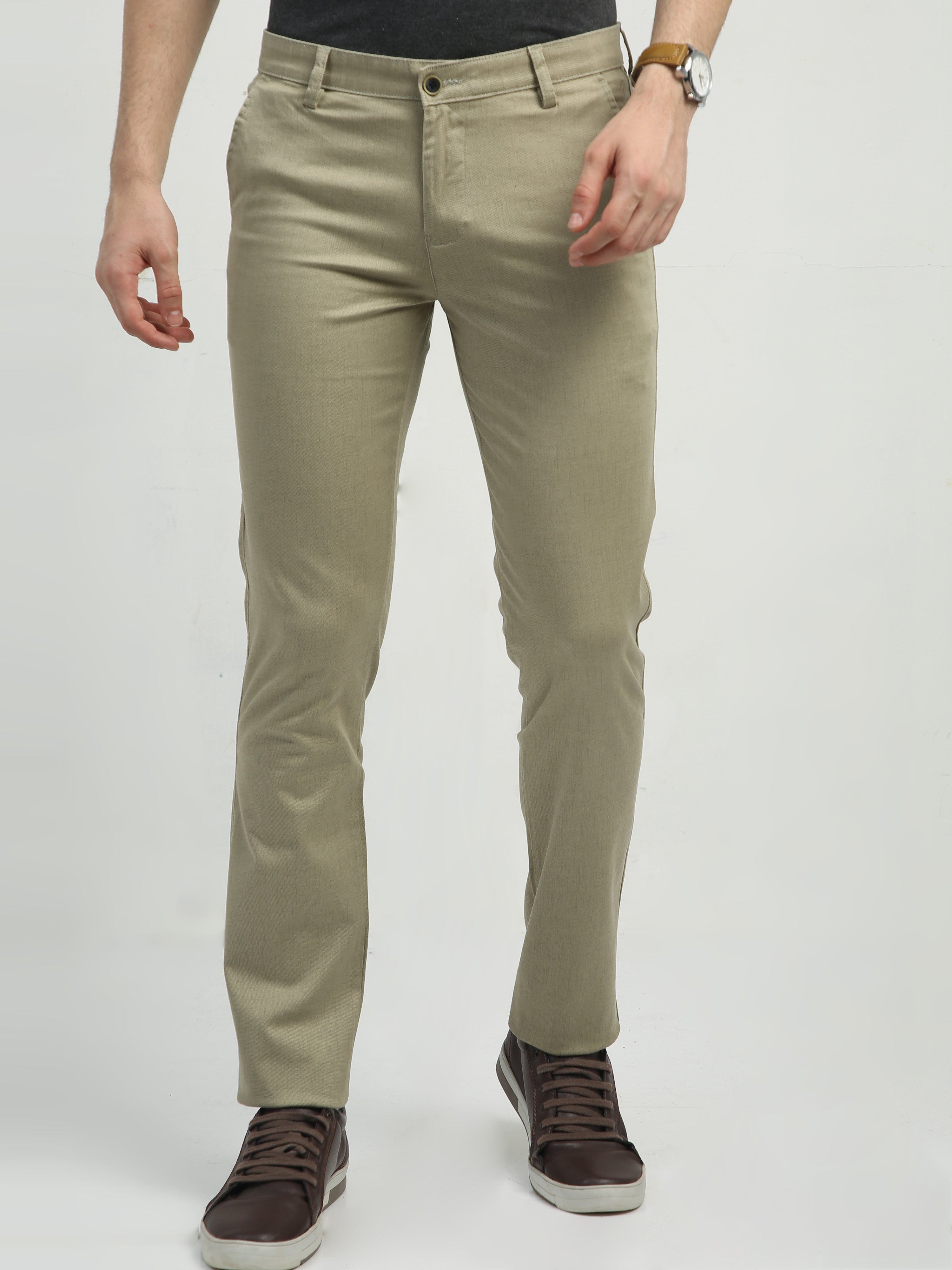 Indian Terrain pista green cotton trouser - G3-MCT0831 | G3fashion.com
