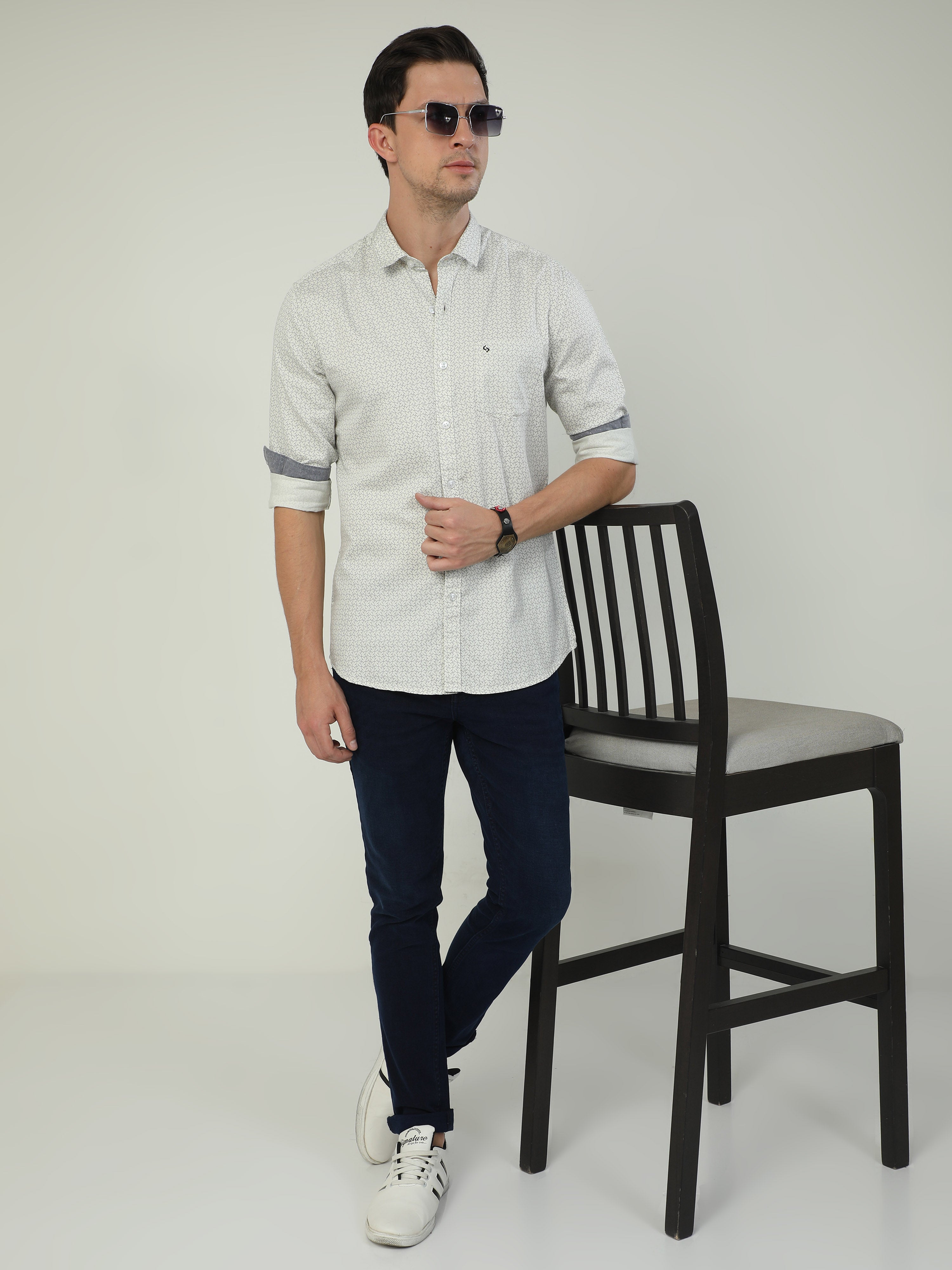 Classic Polo Men's Polo Neck Full Sleeve Slim Fit Cotton Woven Shirt | SO2-06 B-FS-PRT-SF