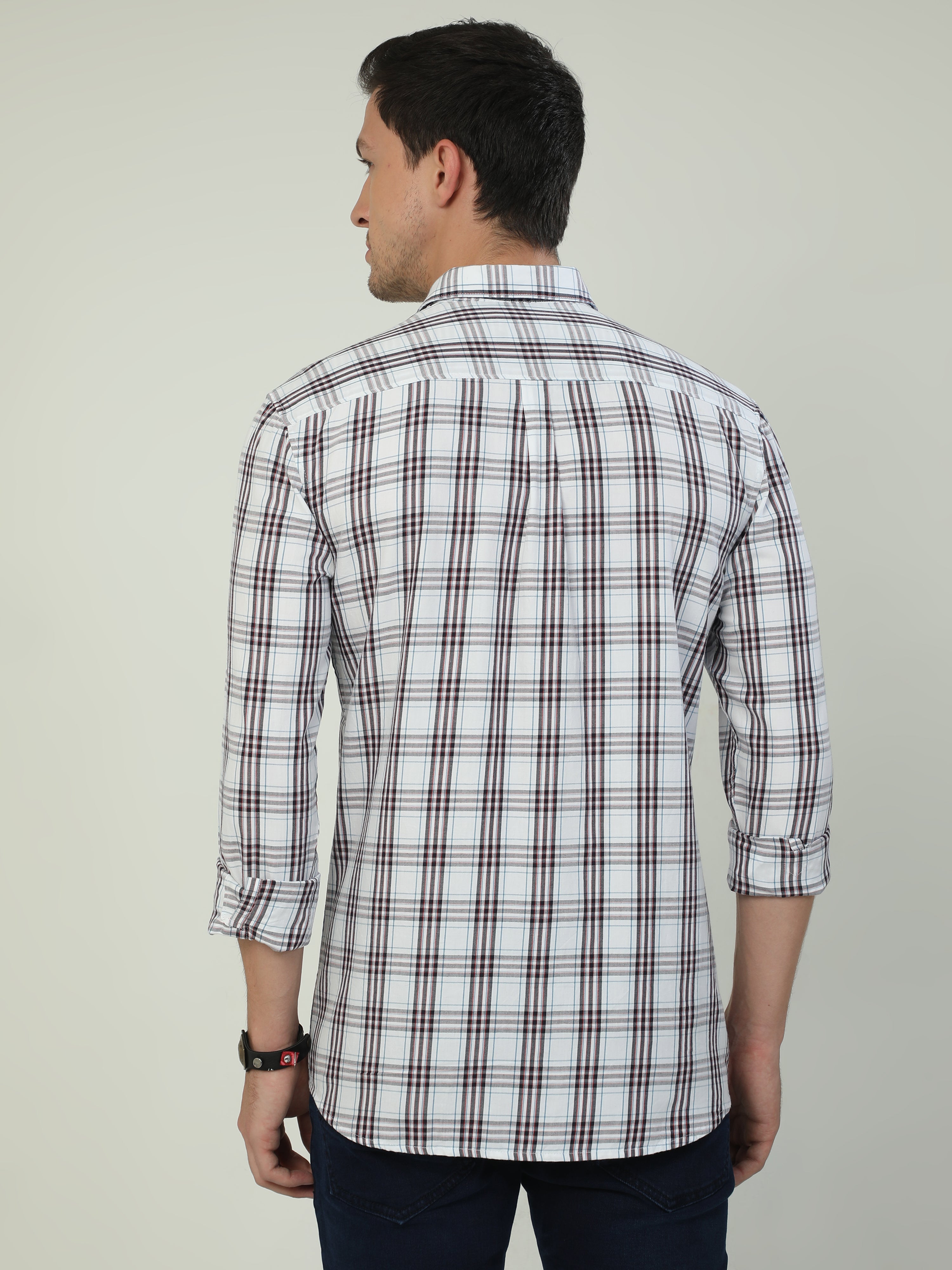 Classic Polo Men's Polo Neck Full Sleeve Slim Fit Cotton Woven Shirt | SO2-77 A-FS-CHK-SF