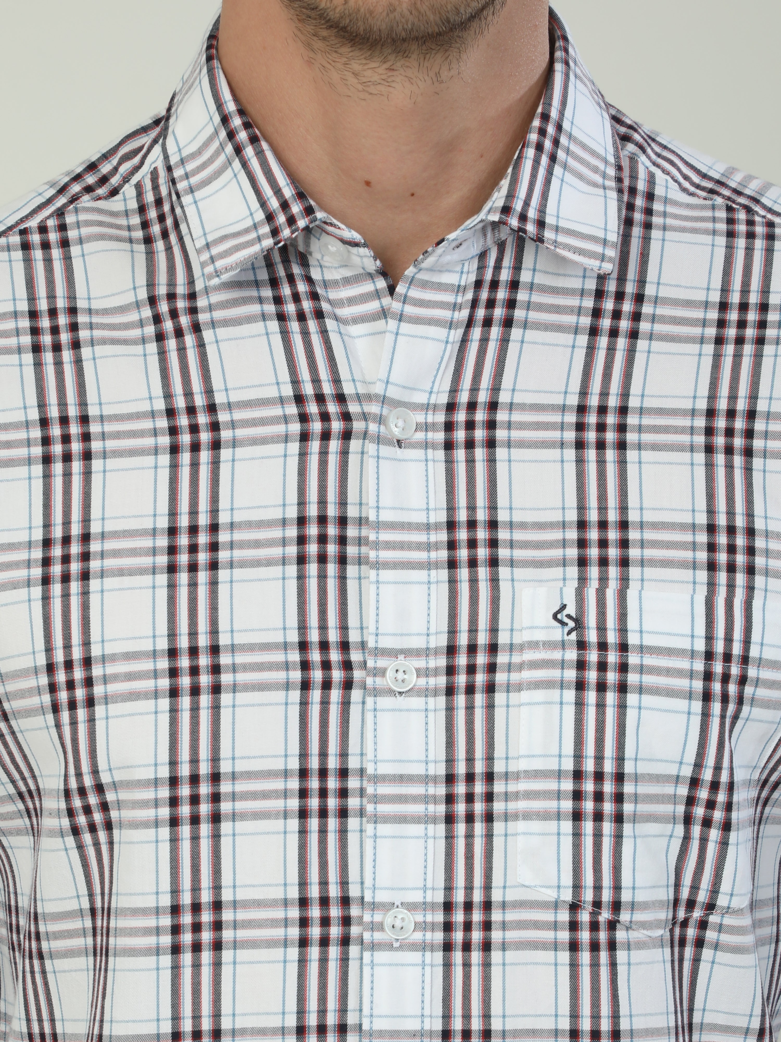 Classic Polo Men's Polo Neck Full Sleeve Slim Fit Cotton Woven Shirt | SO2-77 A-FS-CHK-SF