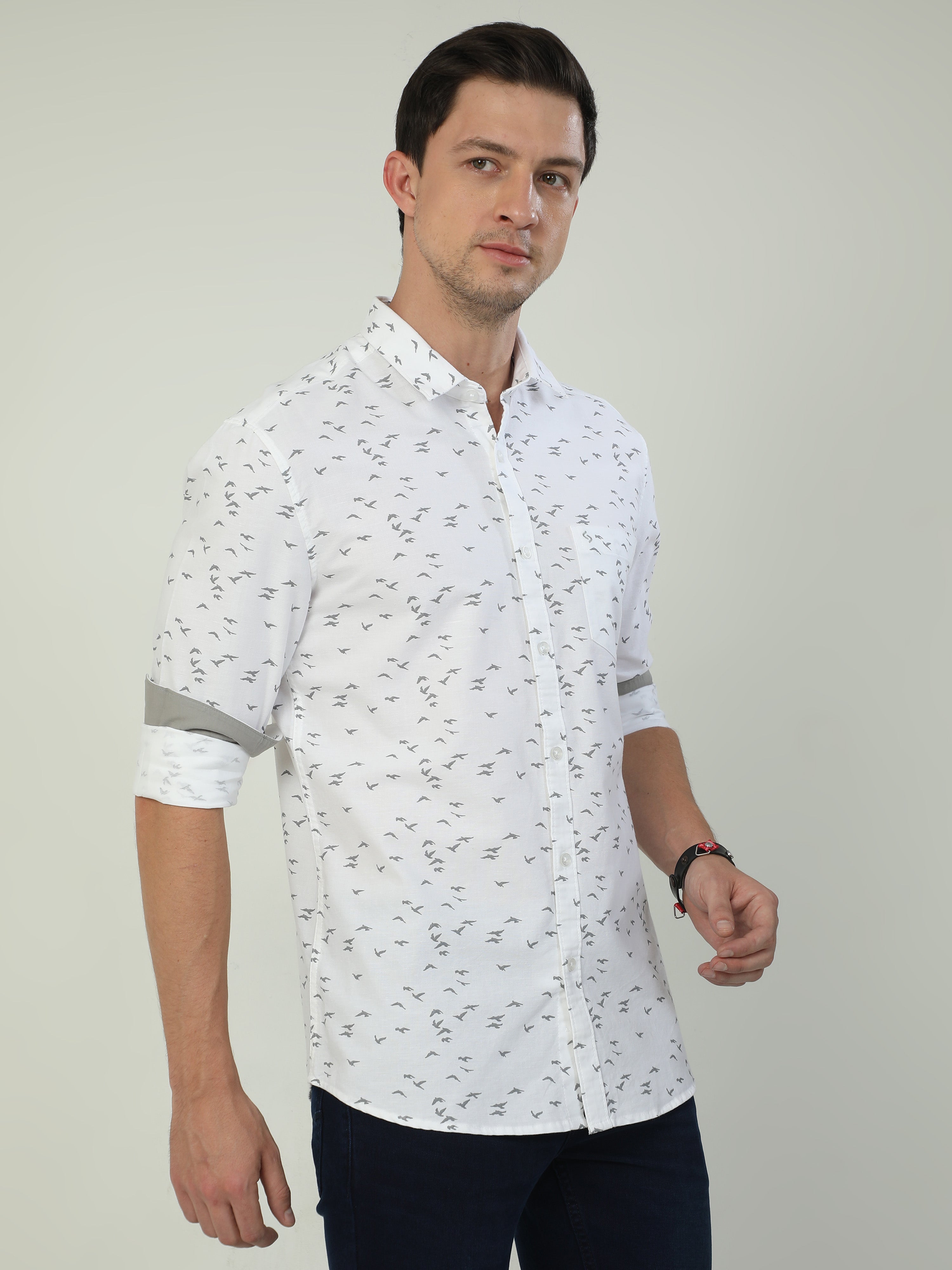 Classic Polo Men's Polo Neck Full Sleeve Slim Fit Cotton Woven Shirt | SO2-46 A-FS-PRT-SF