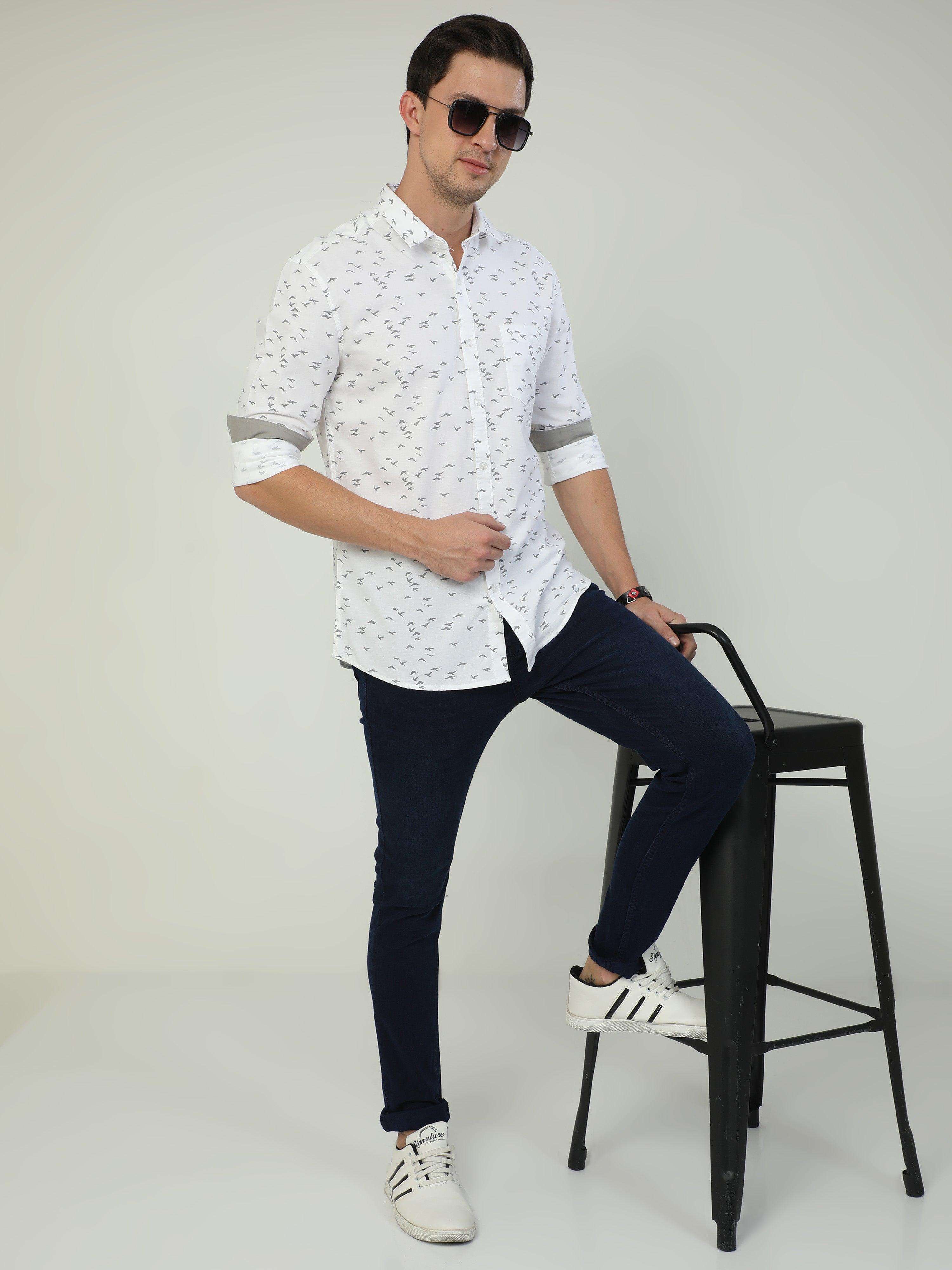 Classic Polo Men's Polo Neck Full Sleeve Slim Fit Cotton Woven Shirt | SO2-46 A-FS-PRT-SF