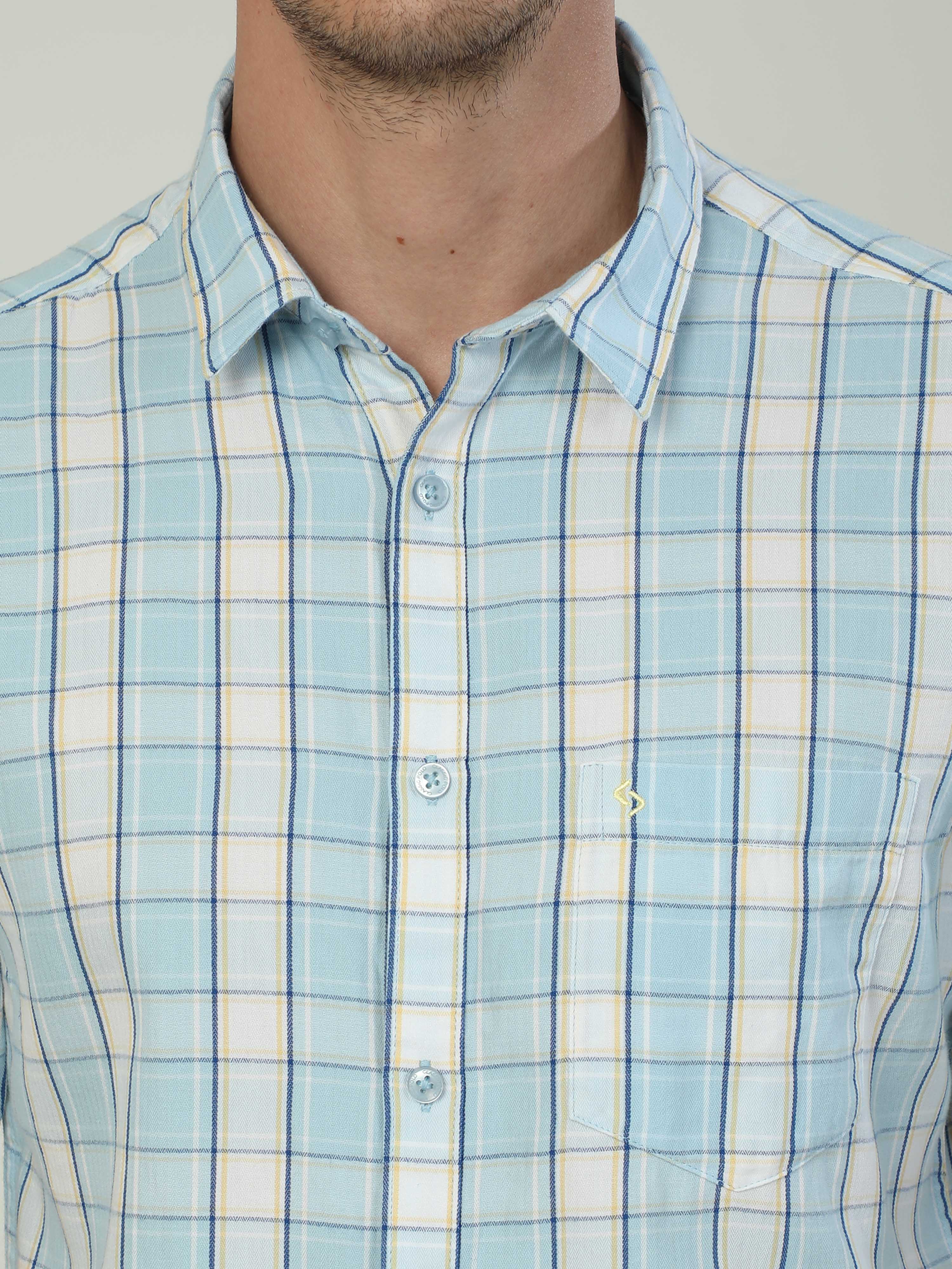 Classic Polo Men's Polo Neck Half Sleeve Slim Fit Cotton Woven Shirt | SO2-101 A-HS-CHK-SF