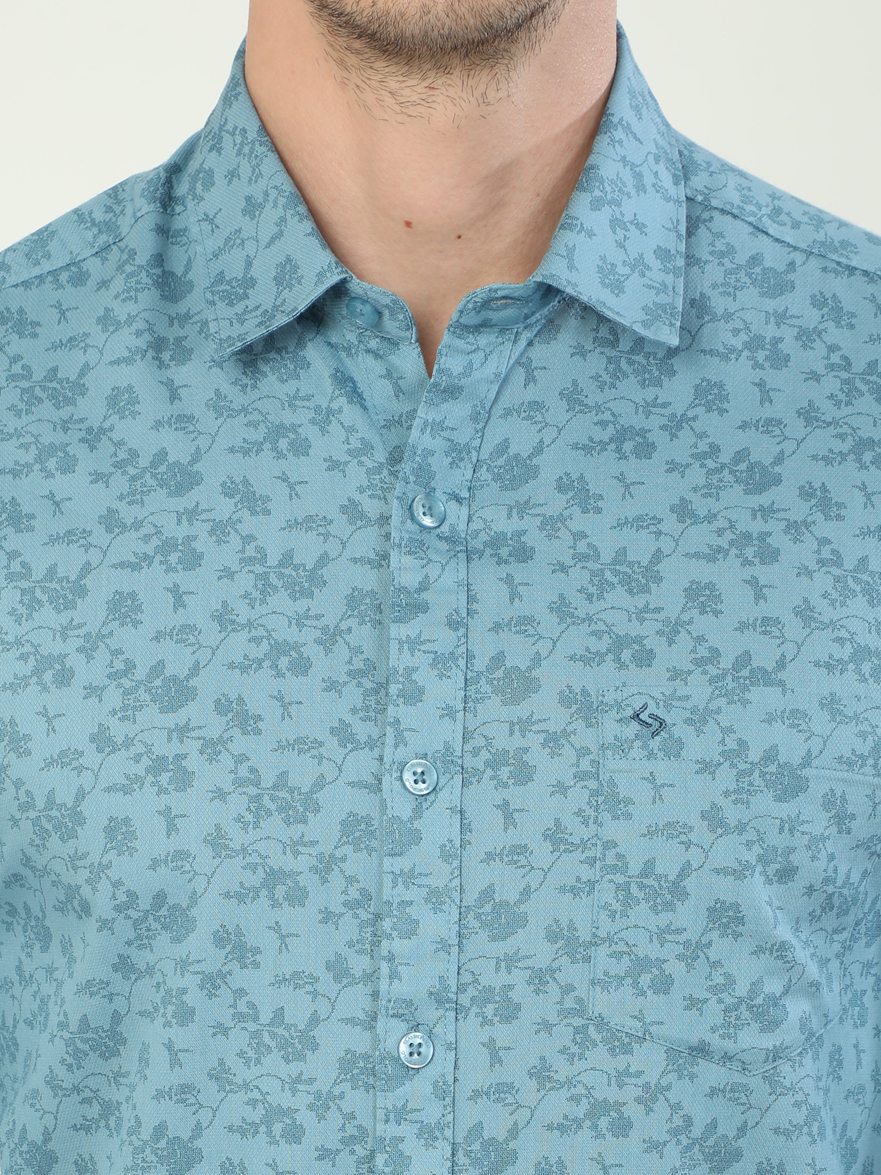 Classic Polo Men's Polo Neck Full Sleeve Slim Fit Cotton Woven Shirt | SO2-43 D-FS-PRT-SF