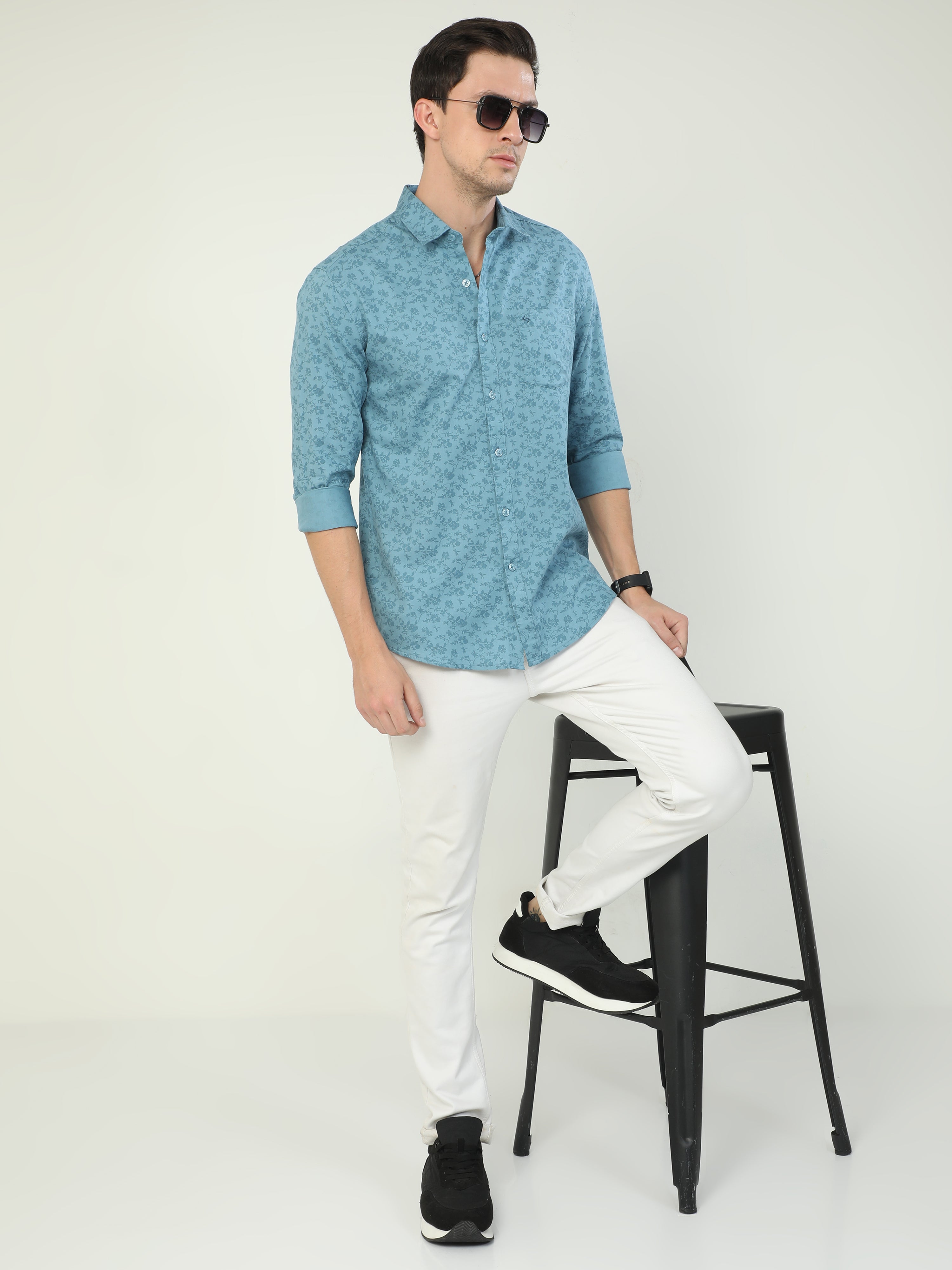 Classic Polo Men's Polo Neck Full Sleeve Slim Fit Cotton Woven Shirt | SO2-43 D-FS-PRT-SF