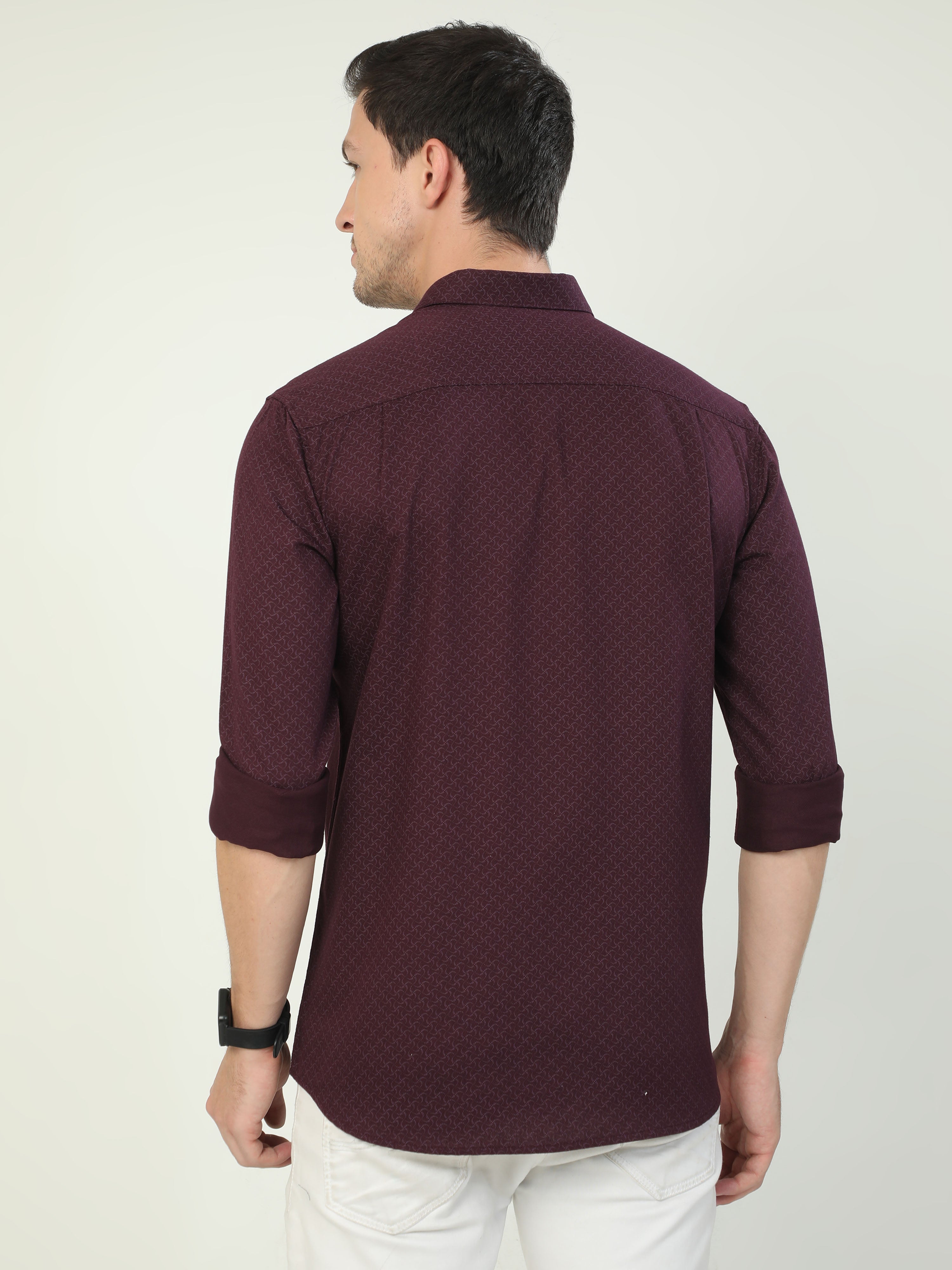 Classic Polo Men's Polo Neck Full Sleeve Slim Fit Cotton Woven Shirt | SO2-129 D-FS-PRT-SF