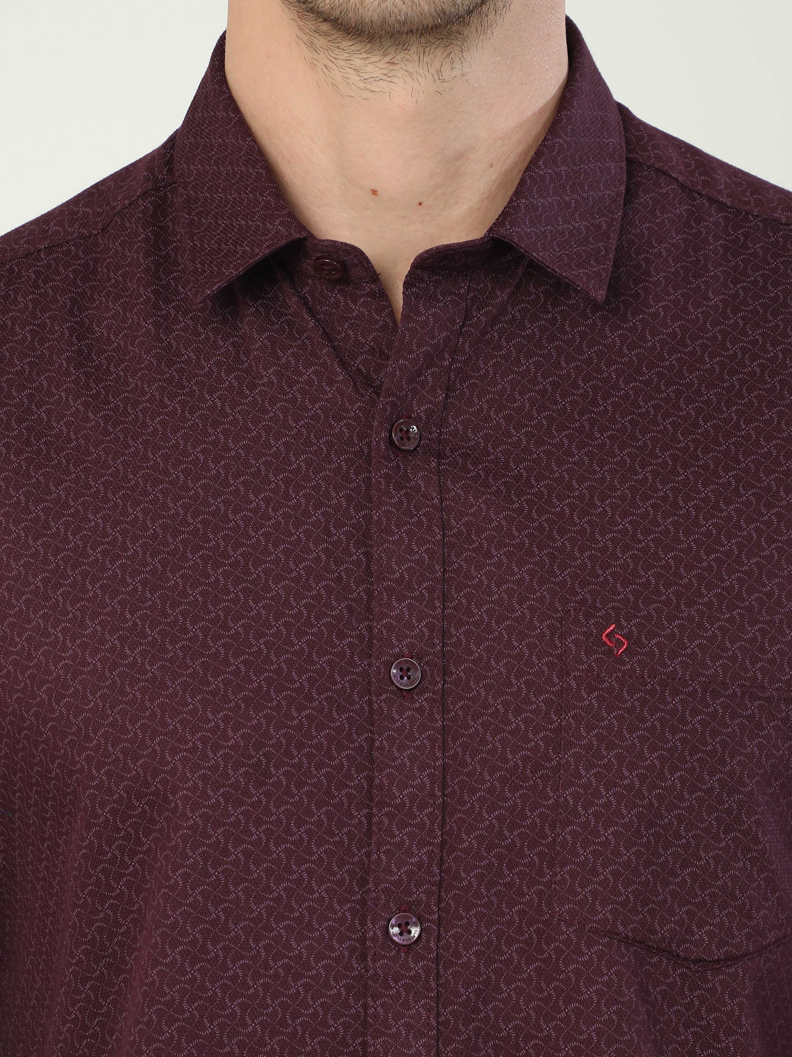 Classic Polo Men's Polo Neck Full Sleeve Slim Fit Cotton Woven Shirt | SO2-129 D-FS-PRT-SF