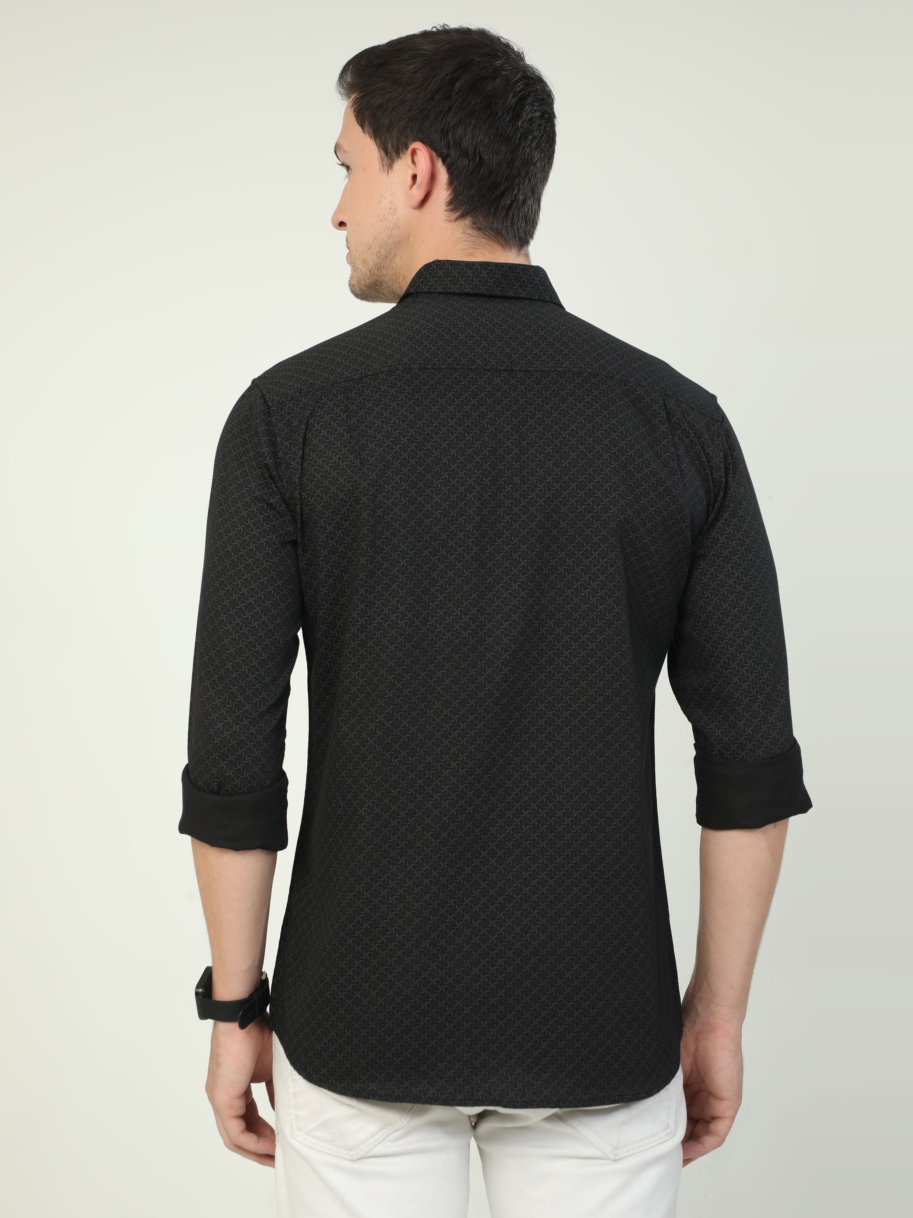 Classic Polo Men's Polo Neck Full Sleeve Slim Fit Cotton Woven Shirt | SO2-129 B-FS-PRT-SF