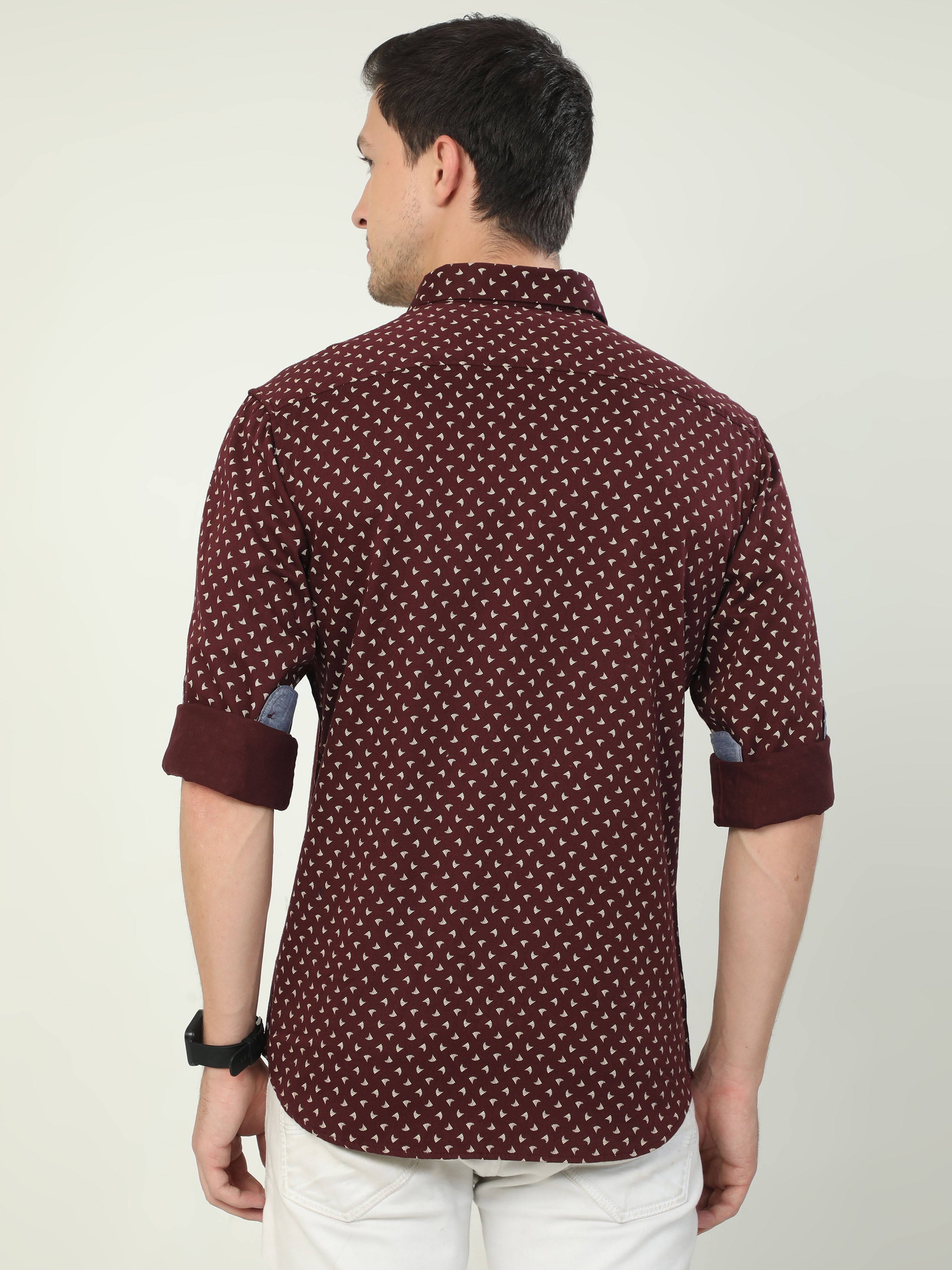 Classic Polo Men's Polo Neck Full Sleeve Slim Fit Cotton Woven Shirt | SO2-44 A-FS-PRT-SF