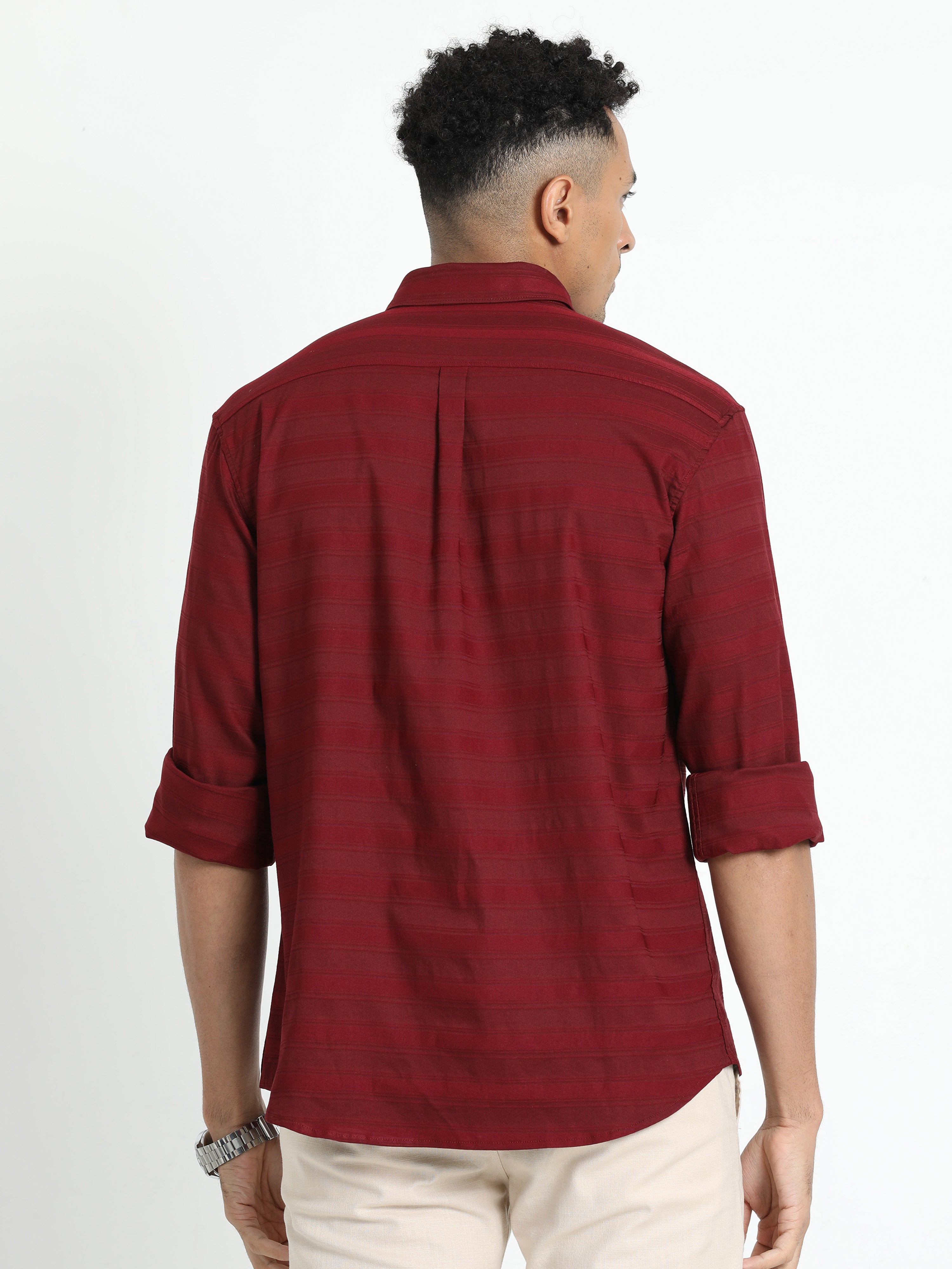 Classic Polo Men's Checked Maroon Cotton Full Sleeve Woven Shirt | SO2-131 C-FS-CHK-SF