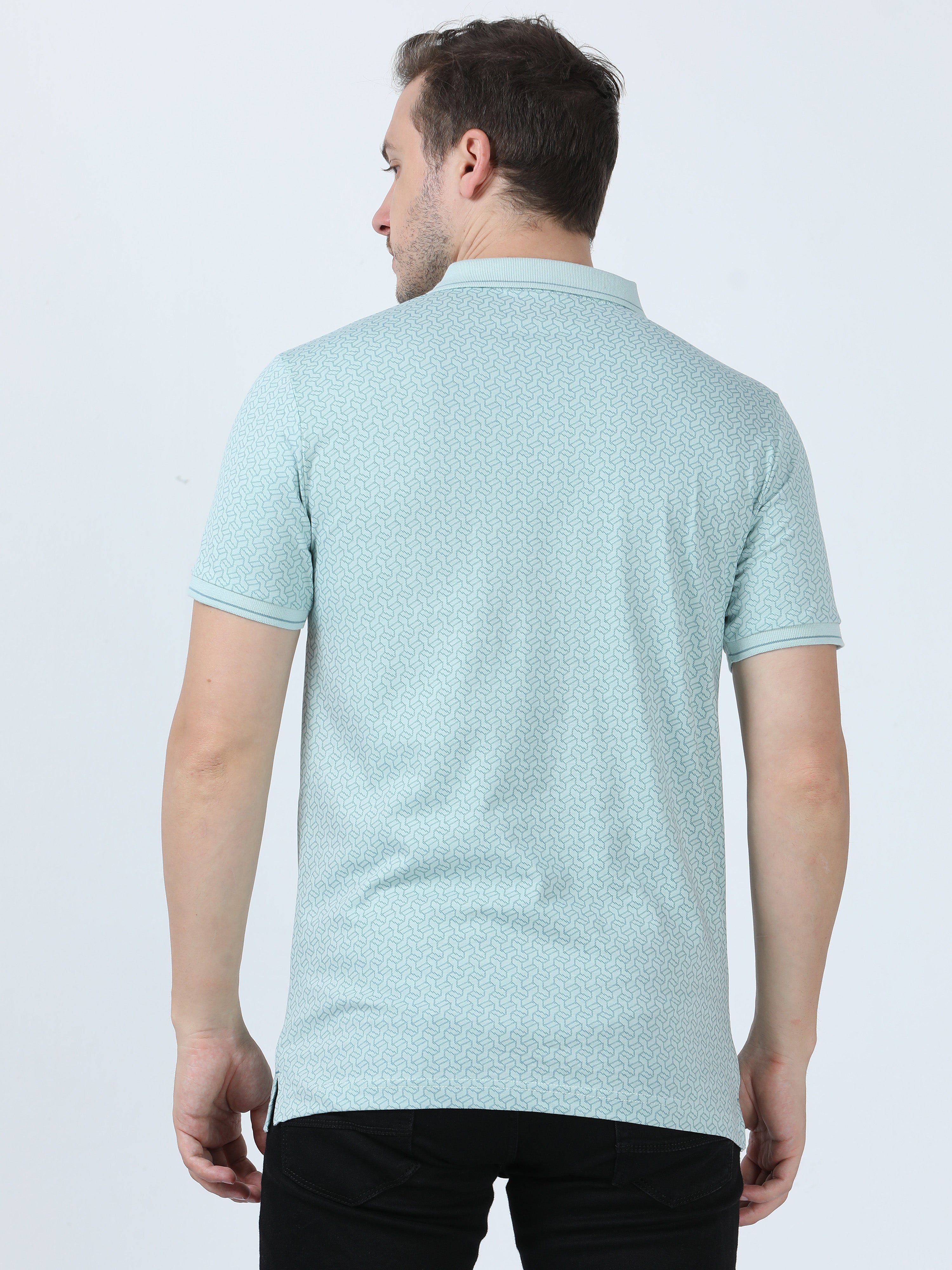 Classic Polo Men's Printed Green Cotton Half Sleeve T-Shirt | BELLO - 260 B SF P