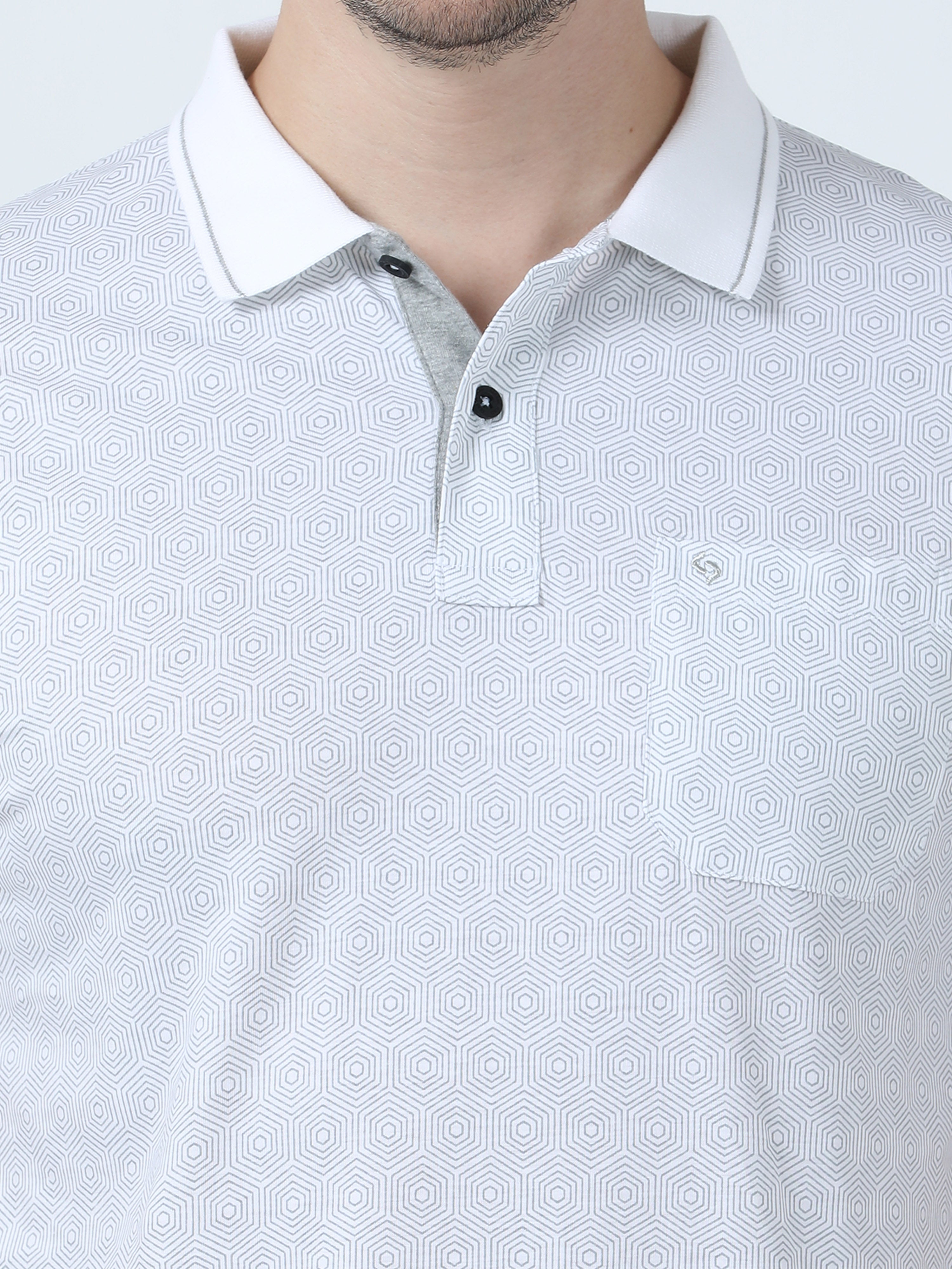 Classic Polo Men's Printed White Cotton Half Sleeve T-Shirt | BELLO - 262 A SF P