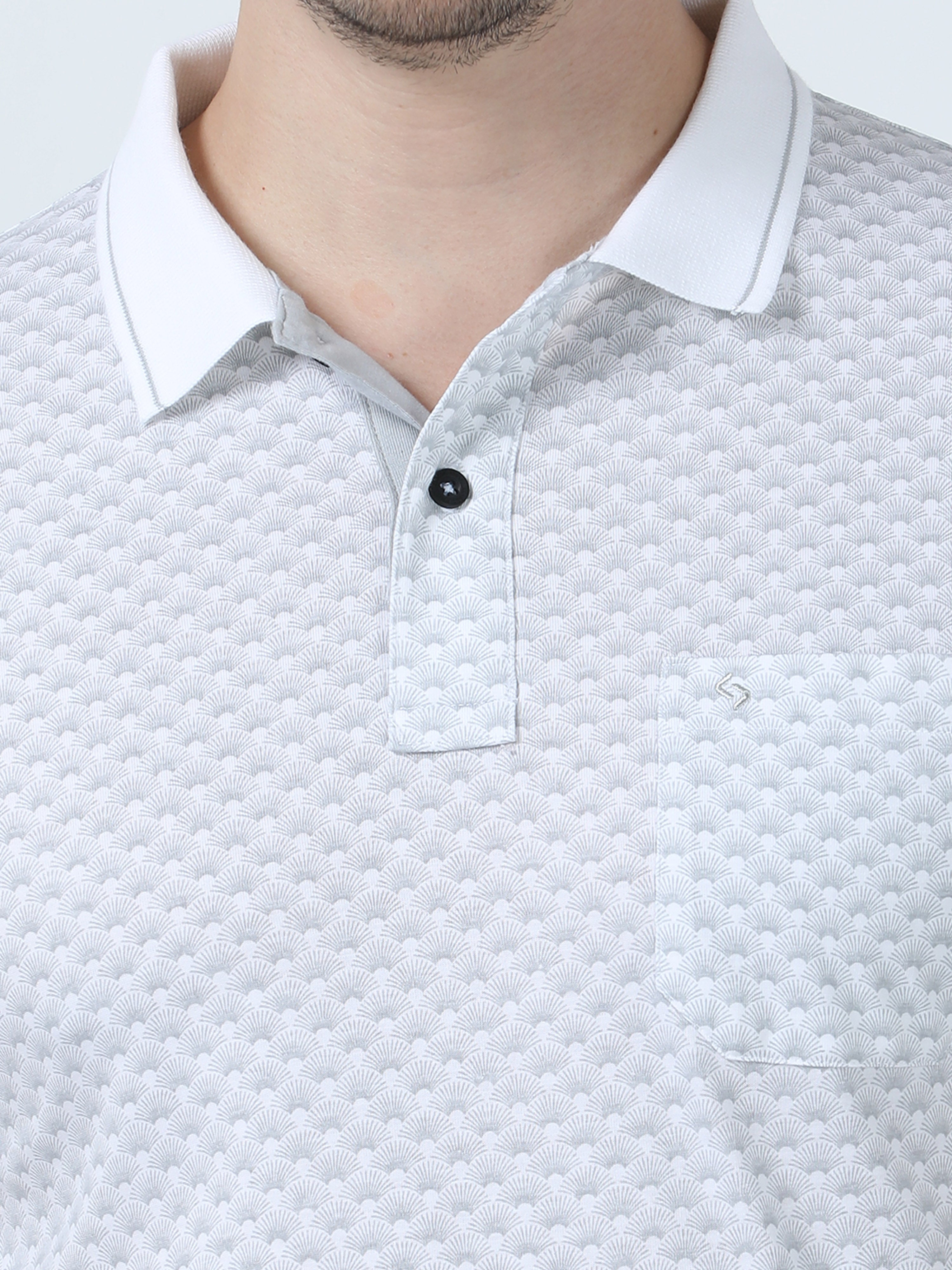 Classic Polo Men's Printed White/Grey Cotton Half Sleeve T-Shirt | BELLO - 270 B SF P