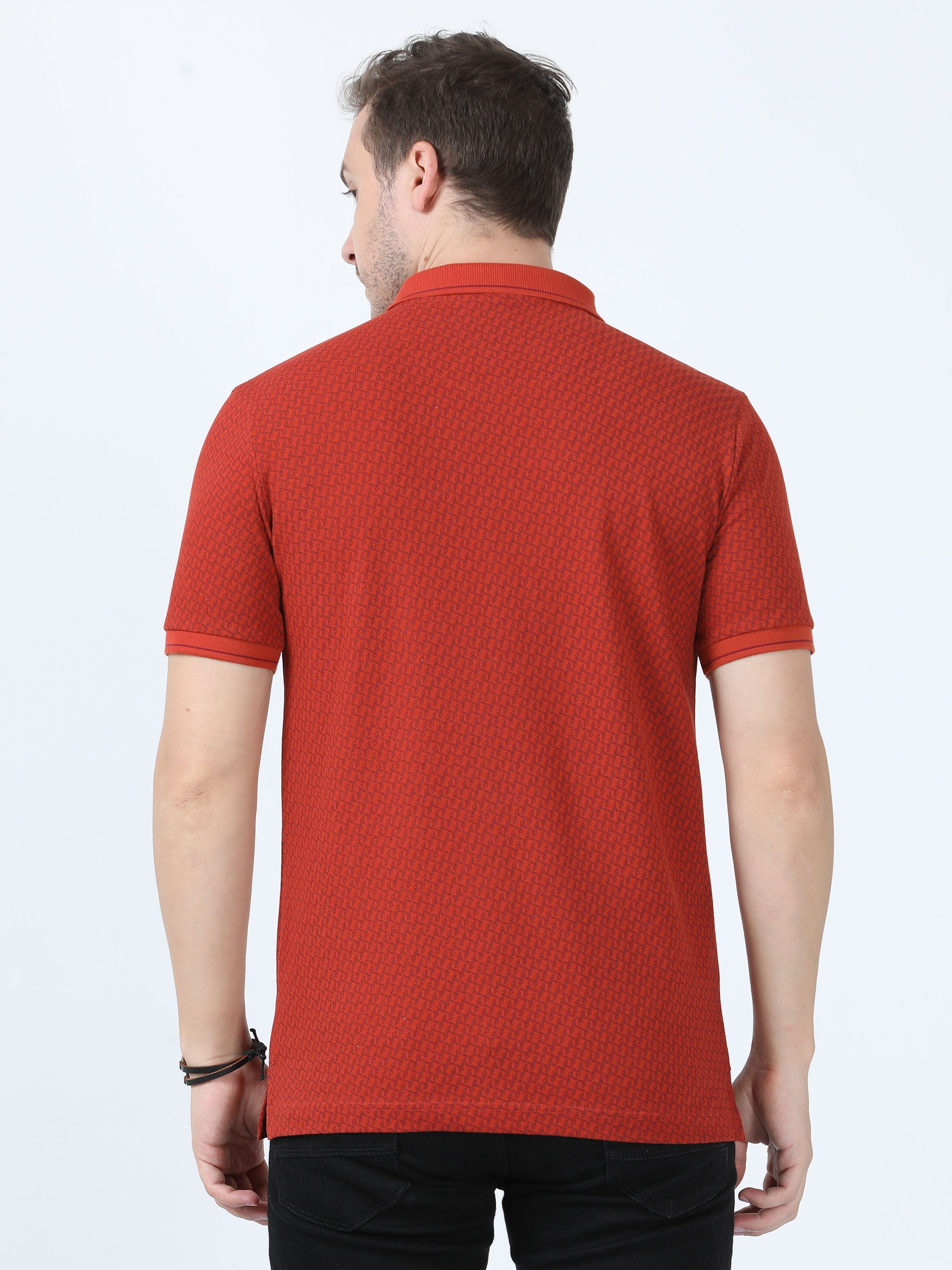 Classic Polo Men's Printed Red Cotton Half Sleeve T-Shirt | BEAU - 243 A SF P