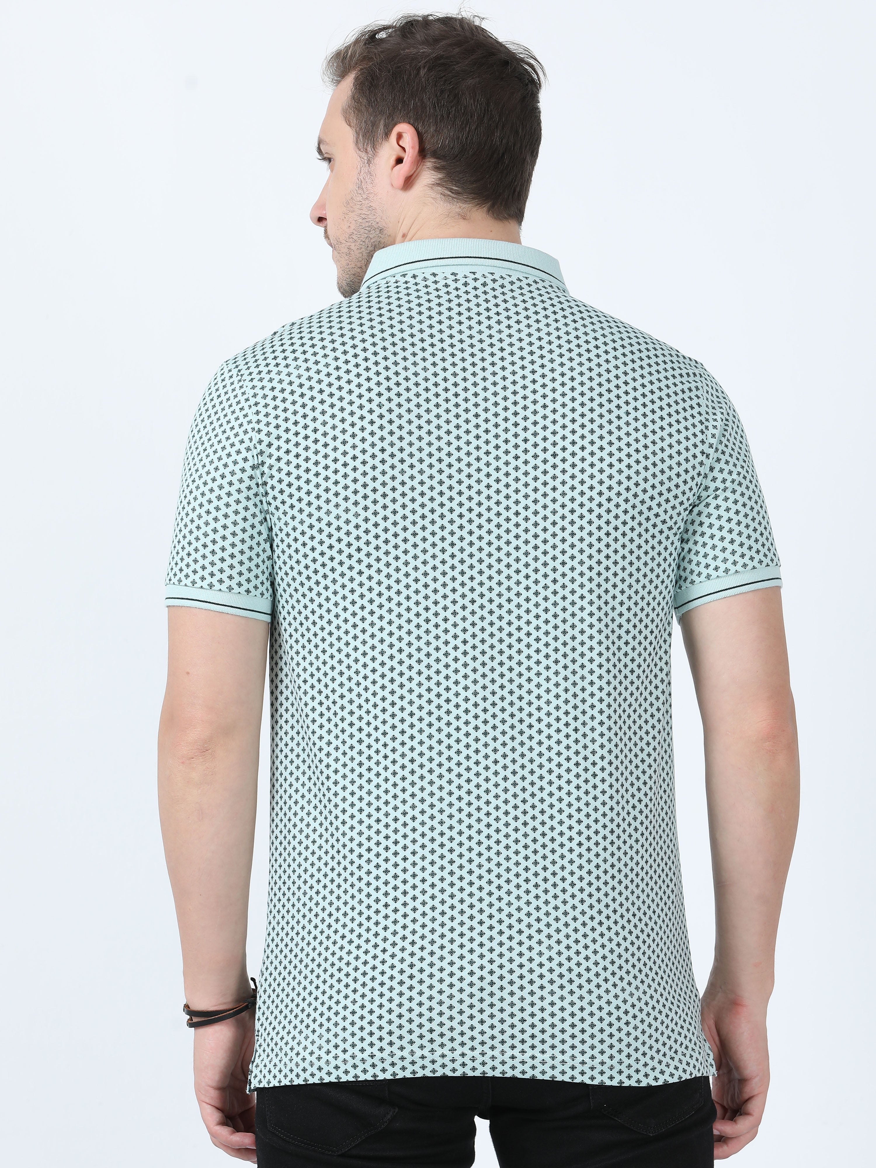Classic Polo Men's Printed Green Cotton Half Sleeve T-Shirt | BELLO - 268 A SF P