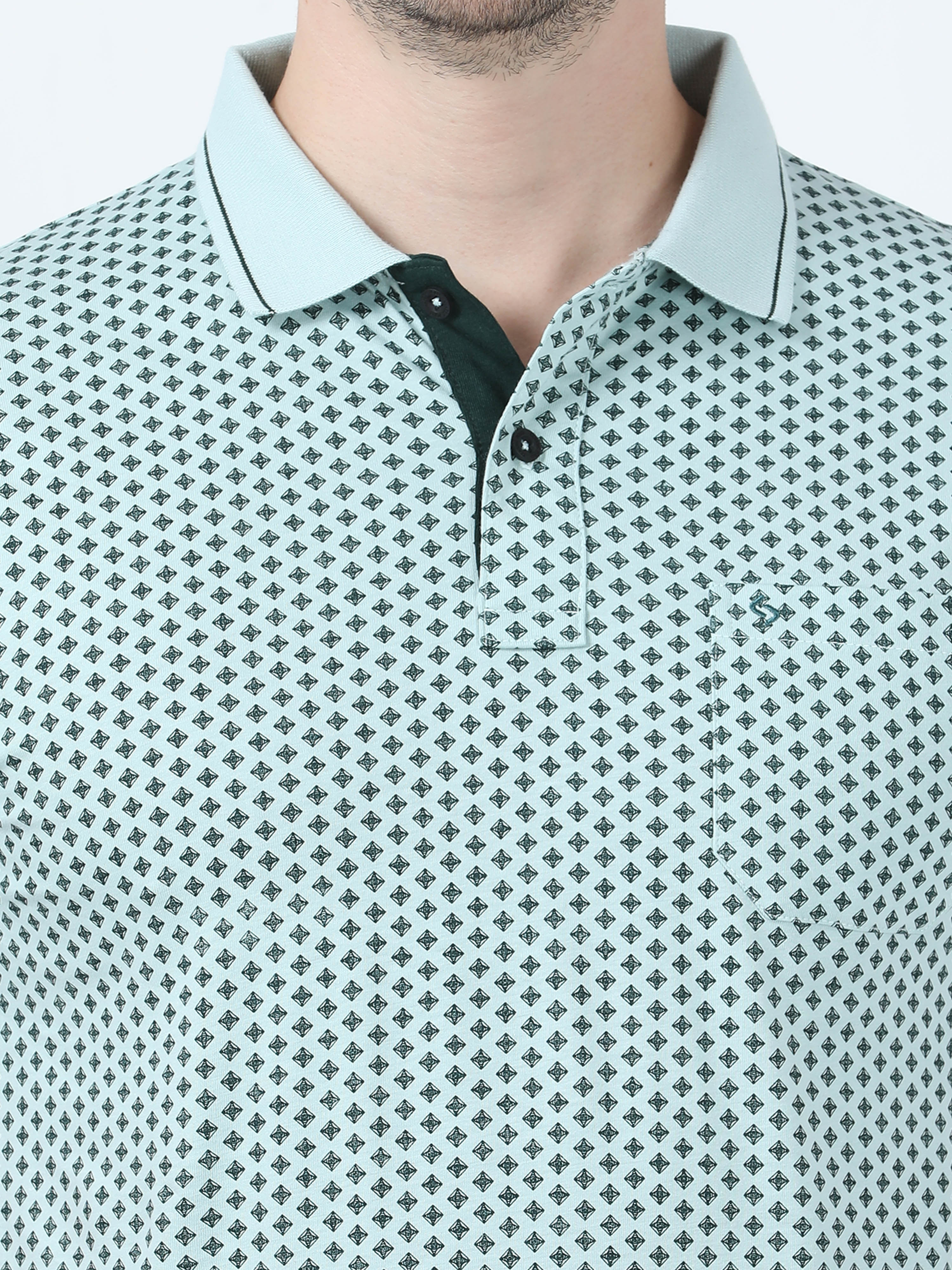 Classic Polo Men's Printed Green Cotton Half Sleeve T-Shirt | BELLO - 268 A SF P