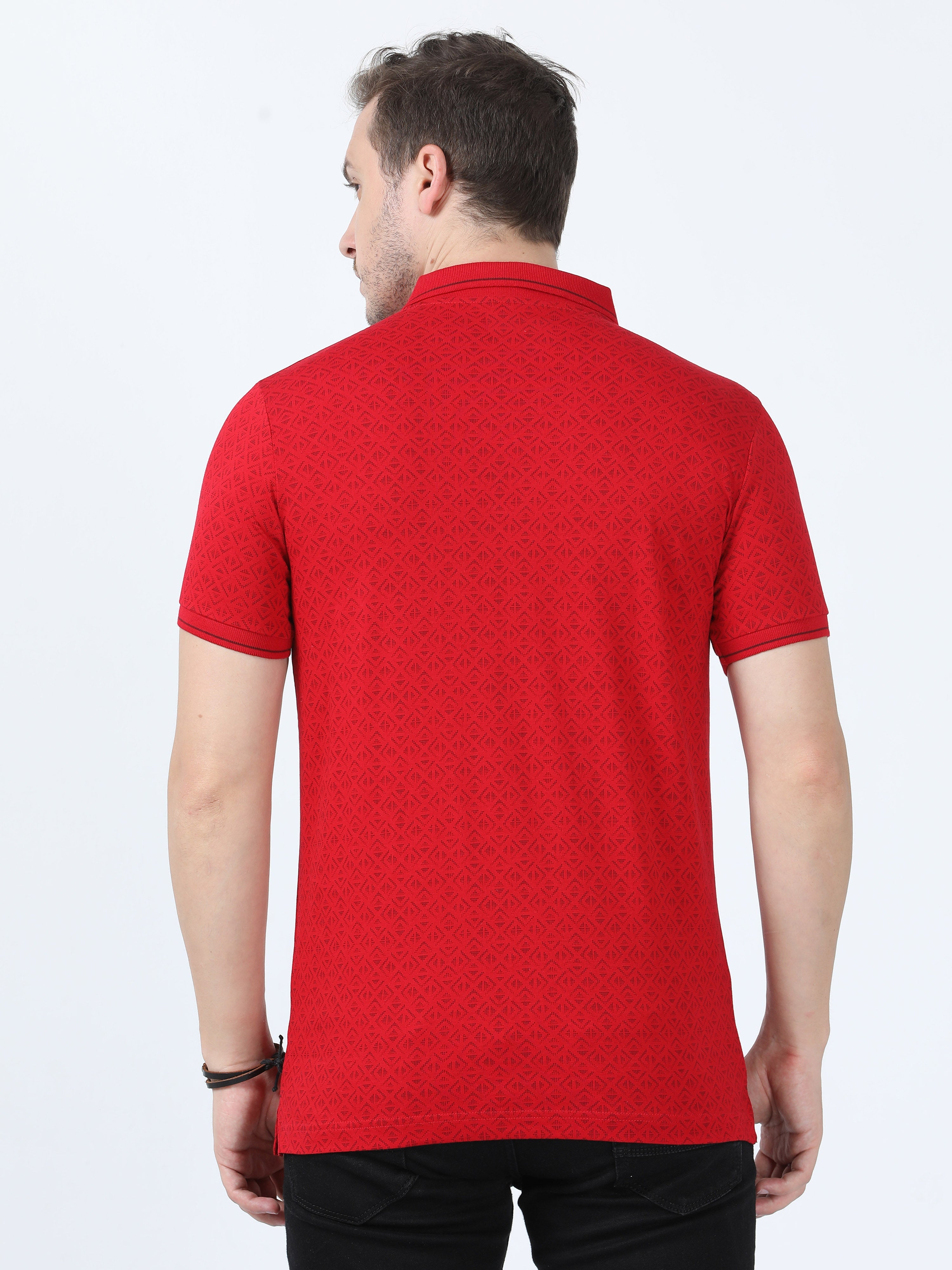Classic Polo Men's Printed Red Cotton Half Sleeve T-Shirt | BELLO - 254 A SF P
