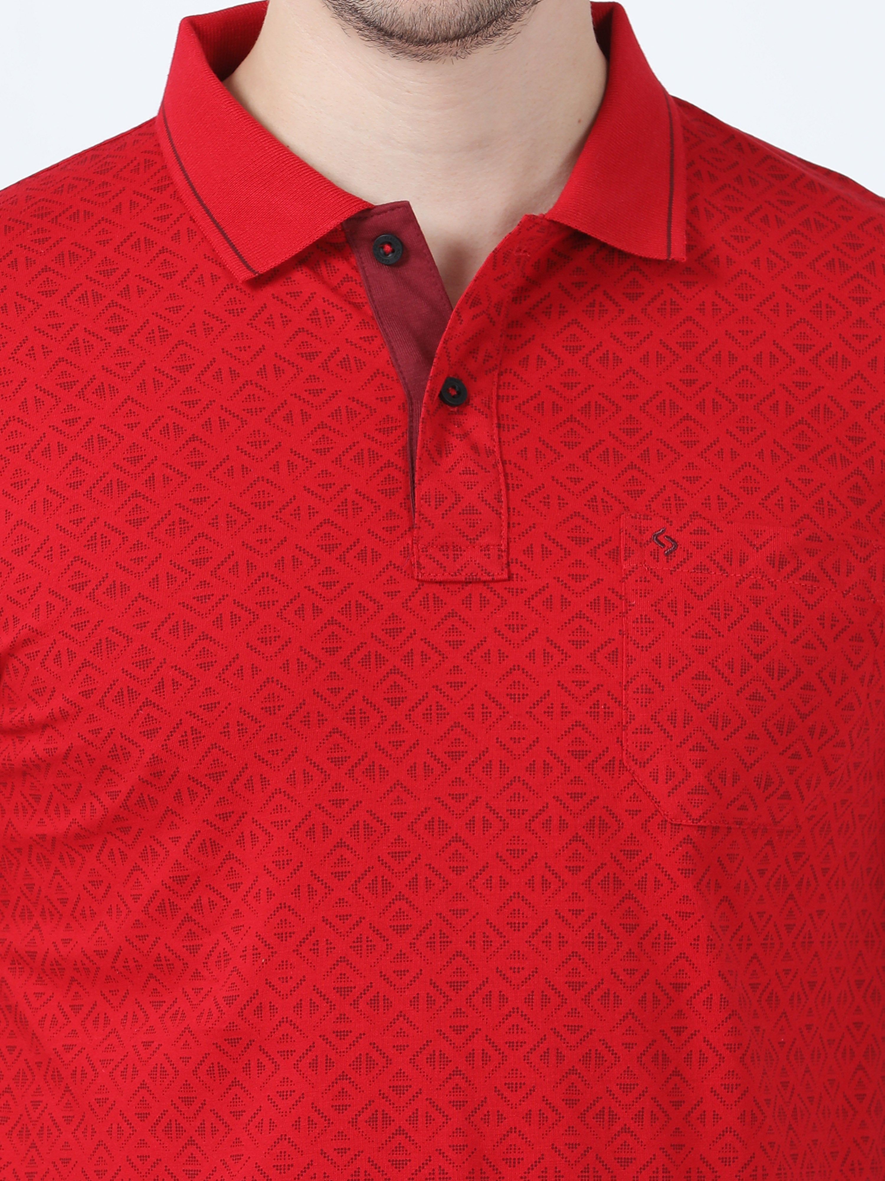 Classic Polo Men's Printed Red Cotton Half Sleeve T-Shirt | BELLO - 254 A SF P