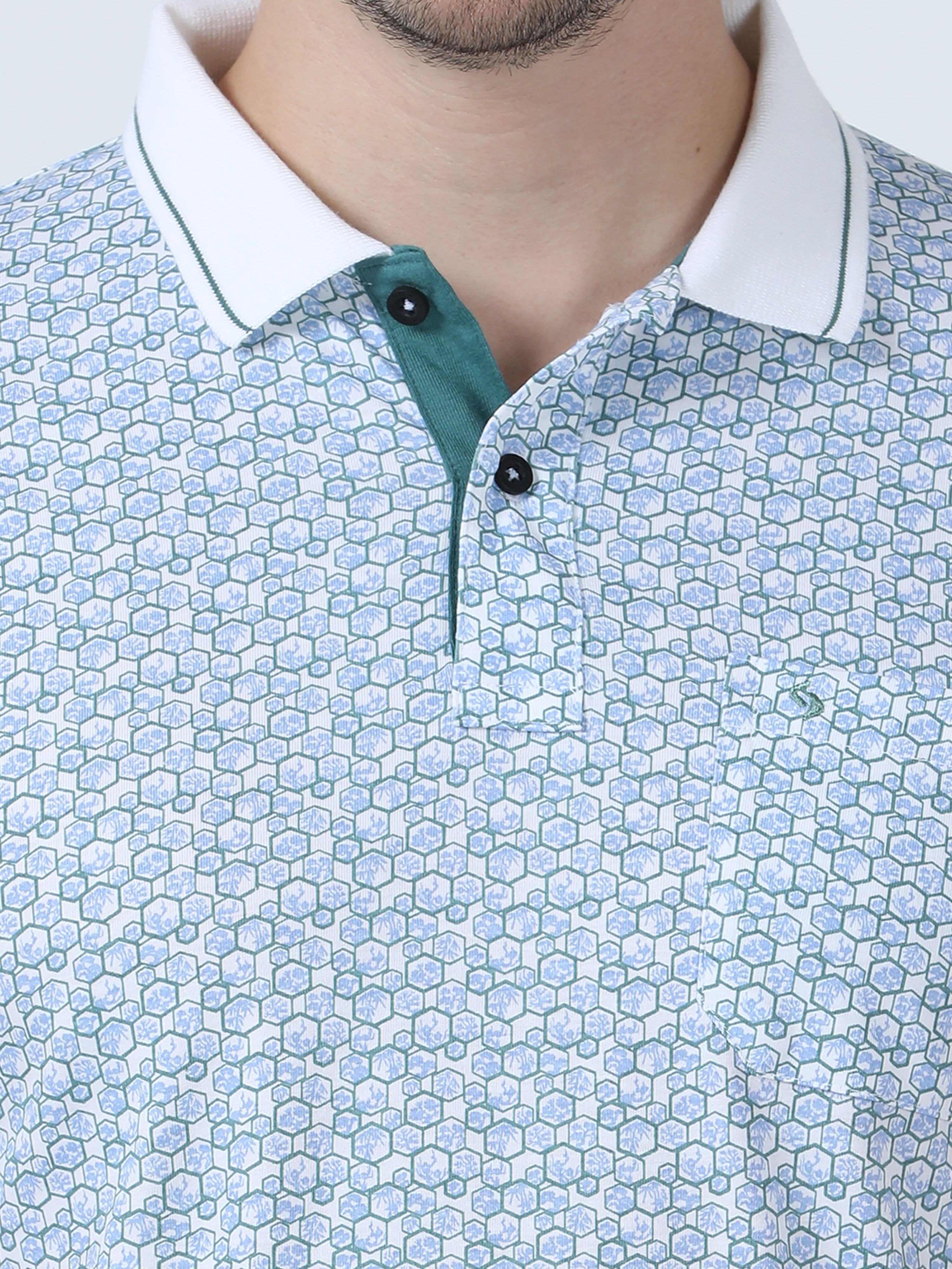 Classic Polo Men's Printed Blue Cotton Half Sleeve T-Shirt | BELLO - 271 A SF P