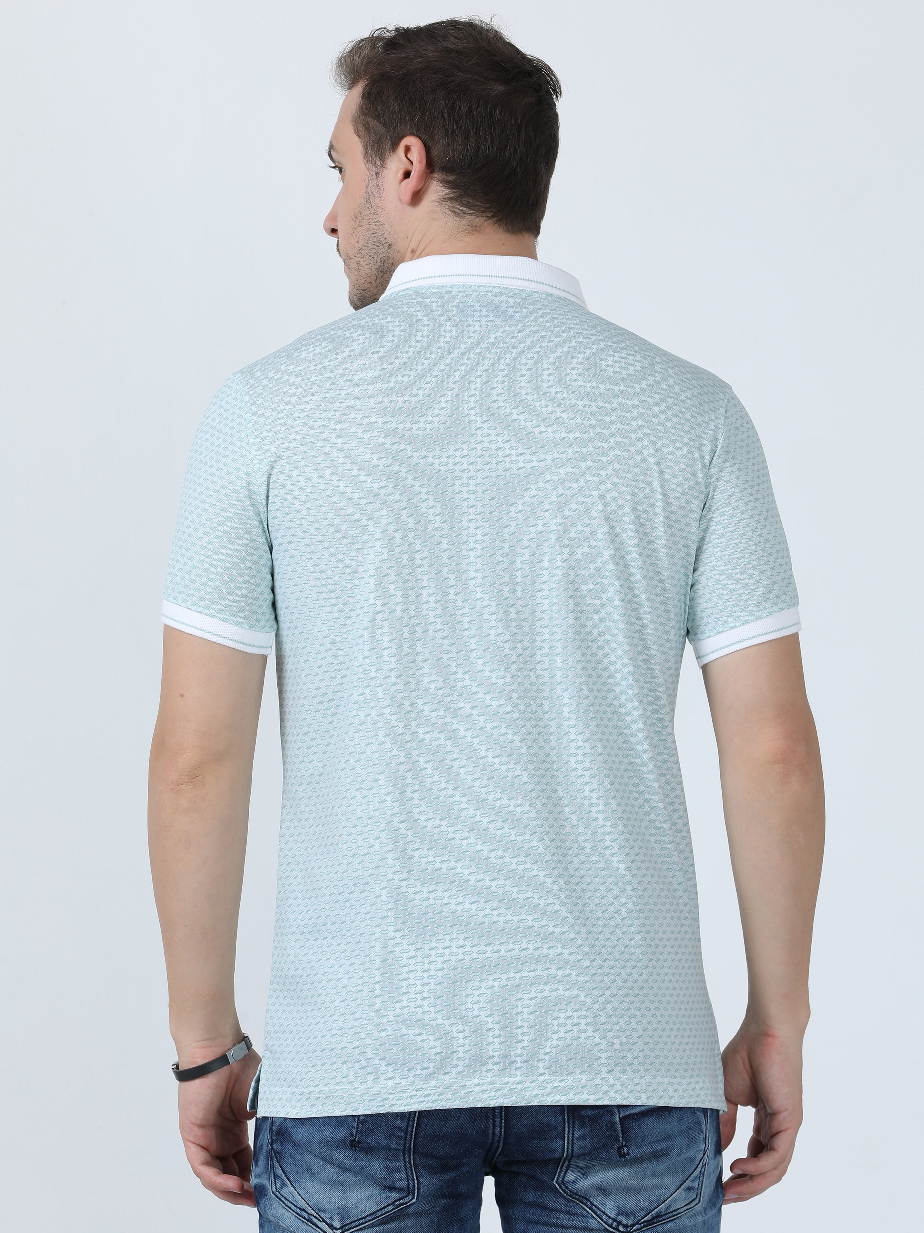 Classic Polo Men's Printed Green Cotton Half Sleeve T-Shirt | BELLO - 251 B SF P
