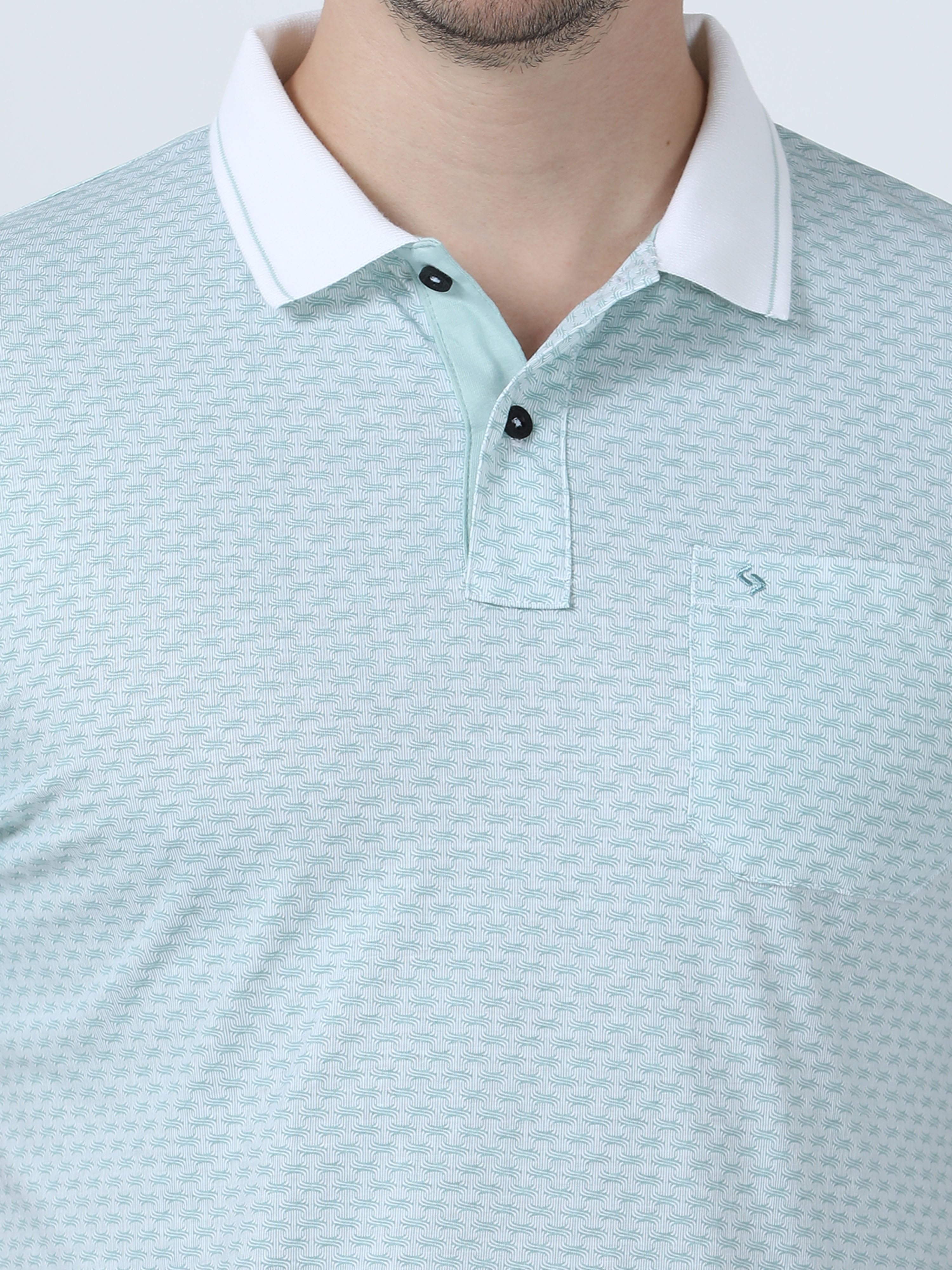 Classic Polo Men's Printed Green Cotton Half Sleeve T-Shirt | BELLO - 251 B SF P