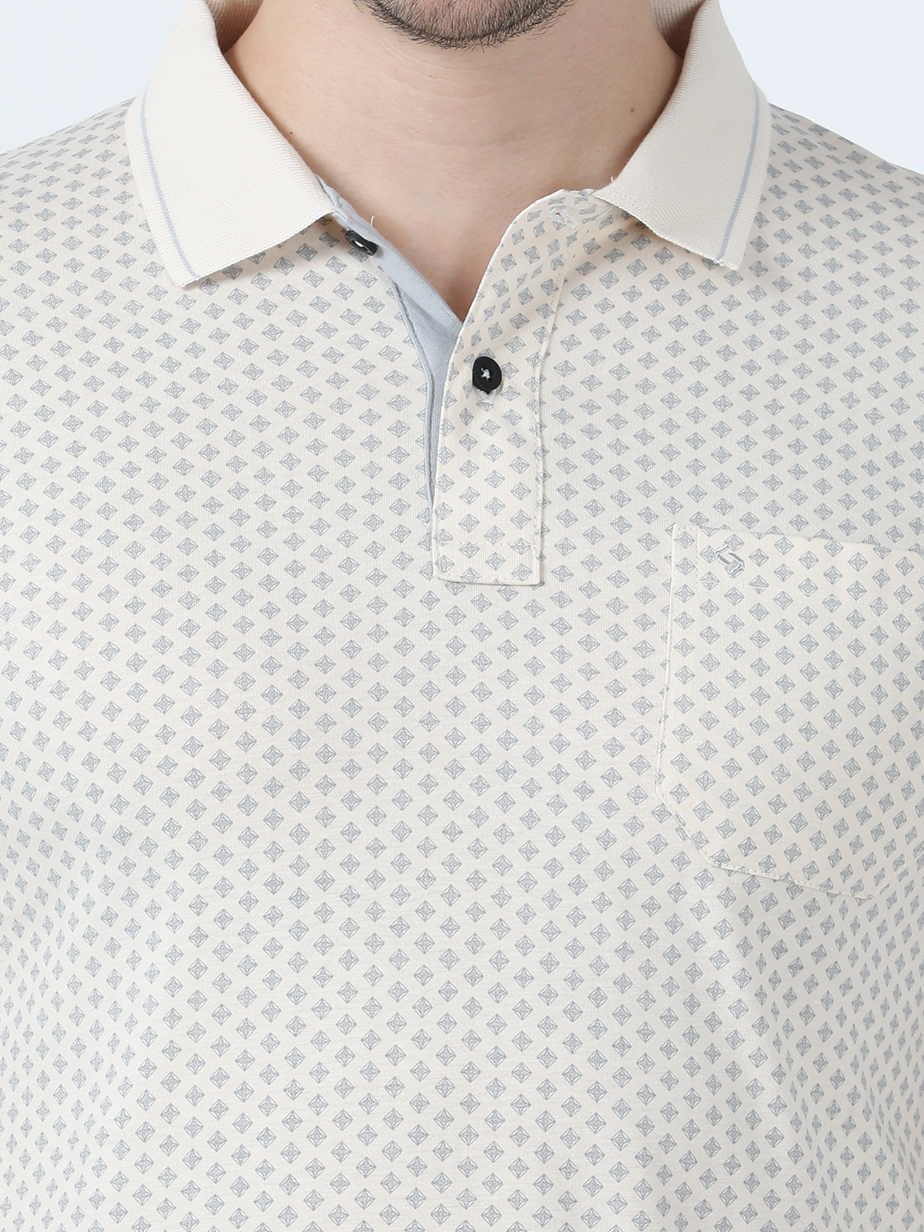 Classic Polo Men's Printed Beige Cotton Half Sleeve T-Shirt | BELLO - 268 B SF P