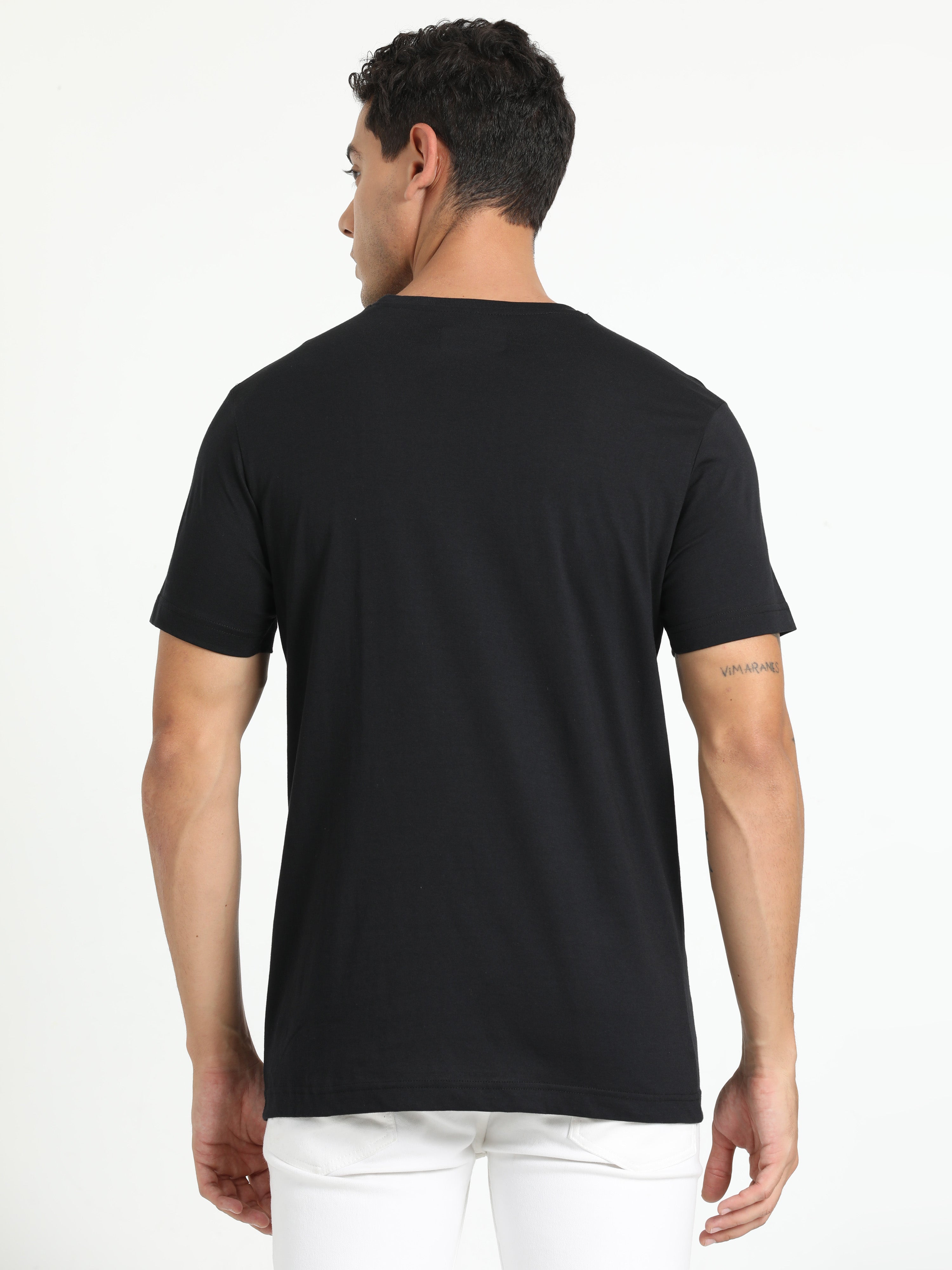 Classic Polo Men's Solid Black Cotton Half Sleeve T-Shirt | TOY-ARDOR BLACK SF C