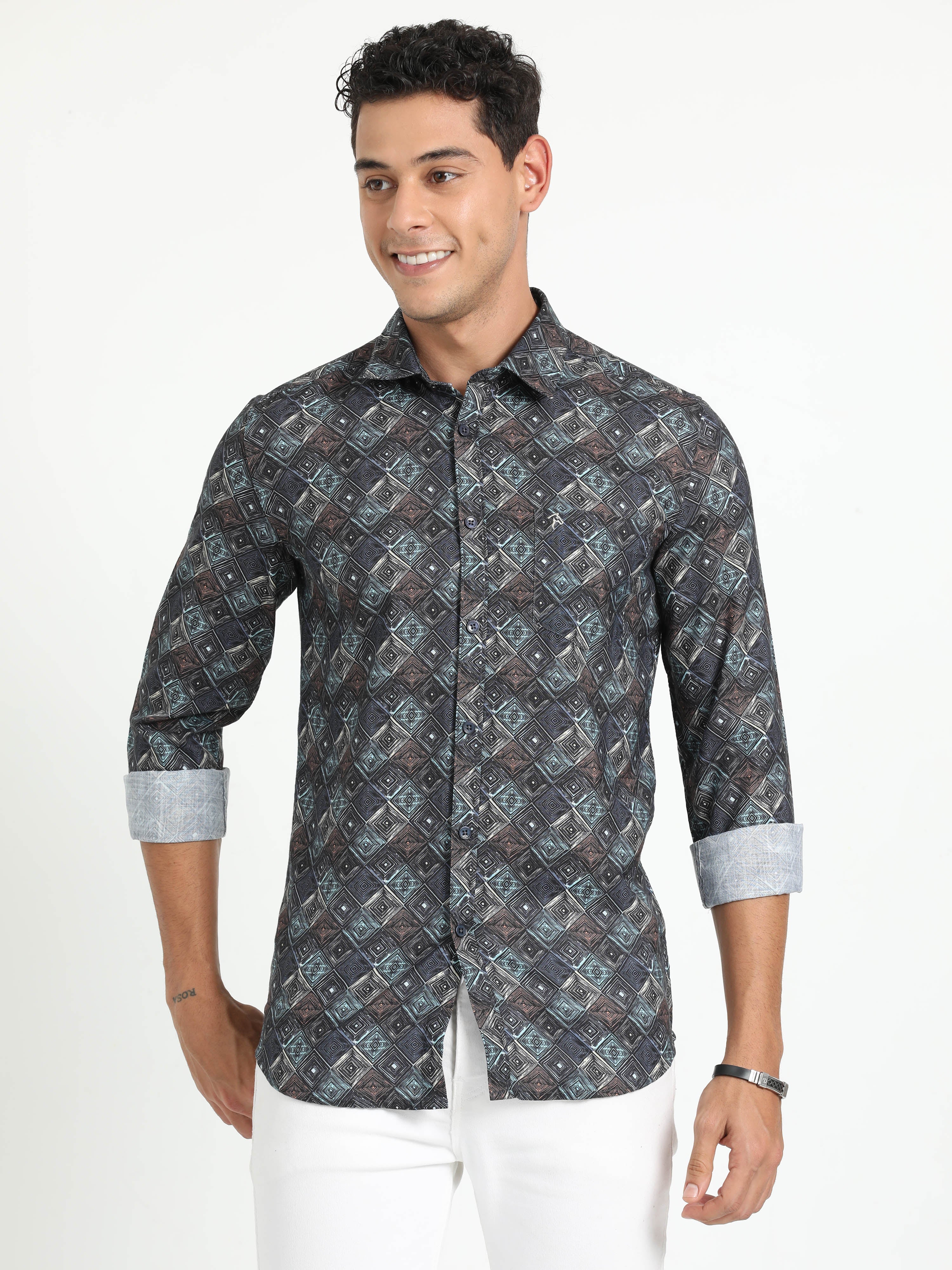 Cp Bro Men's Printed Multi Cotton Full Sleeve Woven Shirt | SBO2-94 A-FS-PRT-BSL