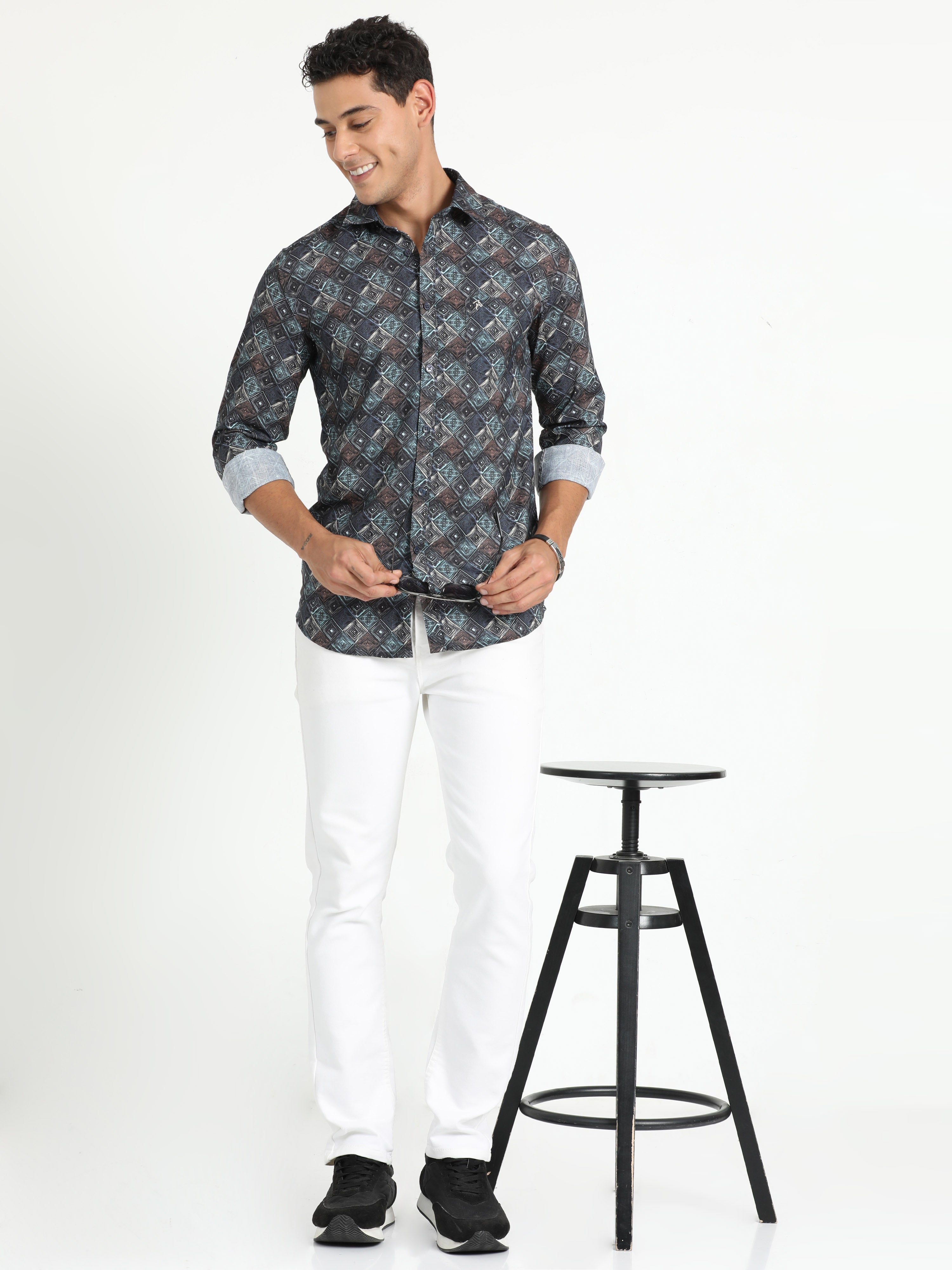 Cp Bro Men's Printed Multi Cotton Full Sleeve Woven Shirt | SBO2-94 A-FS-PRT-BSL