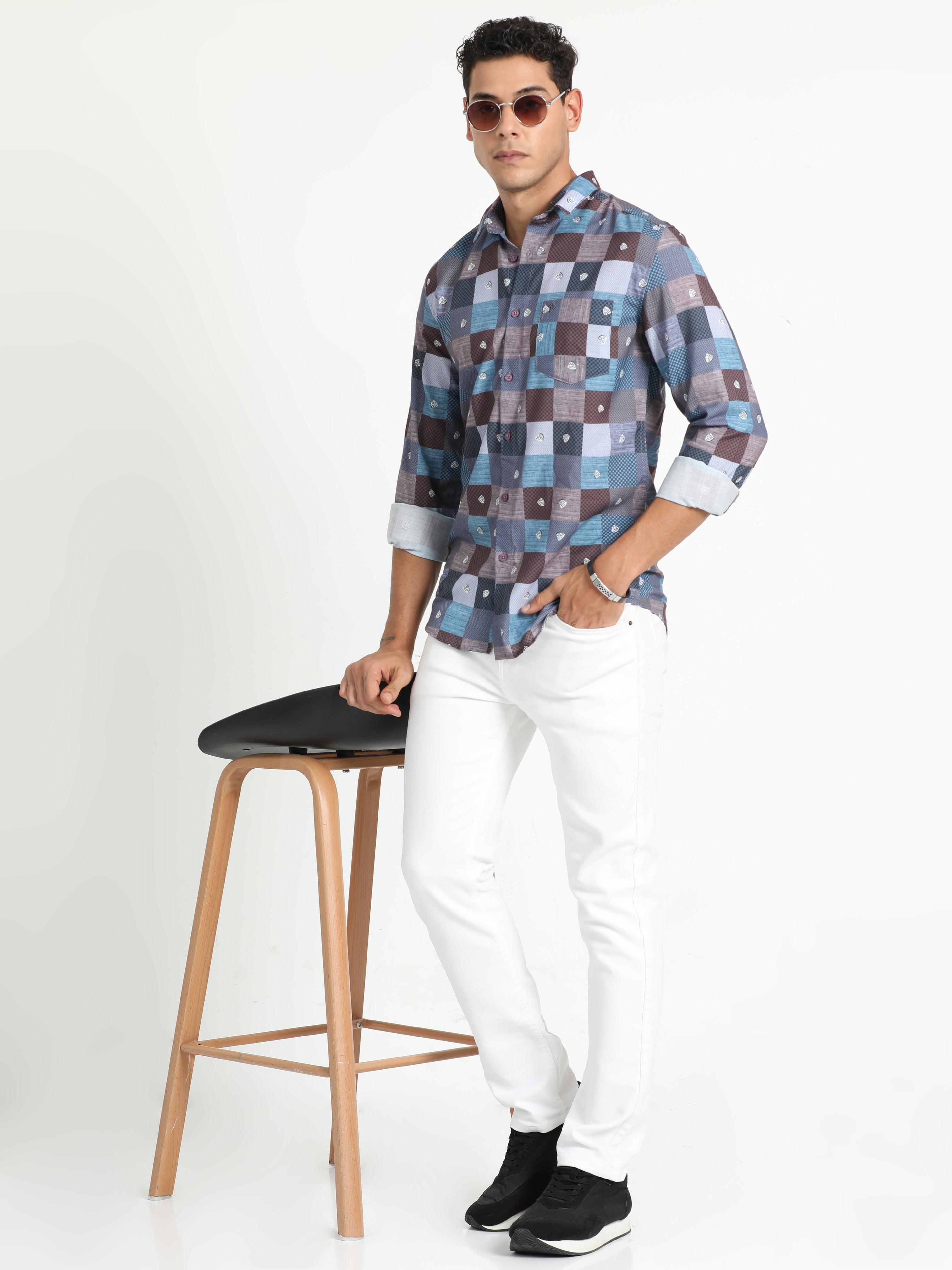 Cp Bro Men's Printed Multi Cotton Full Sleeve Woven Shirt | SBO2-83 A-FS-PRT-BSL