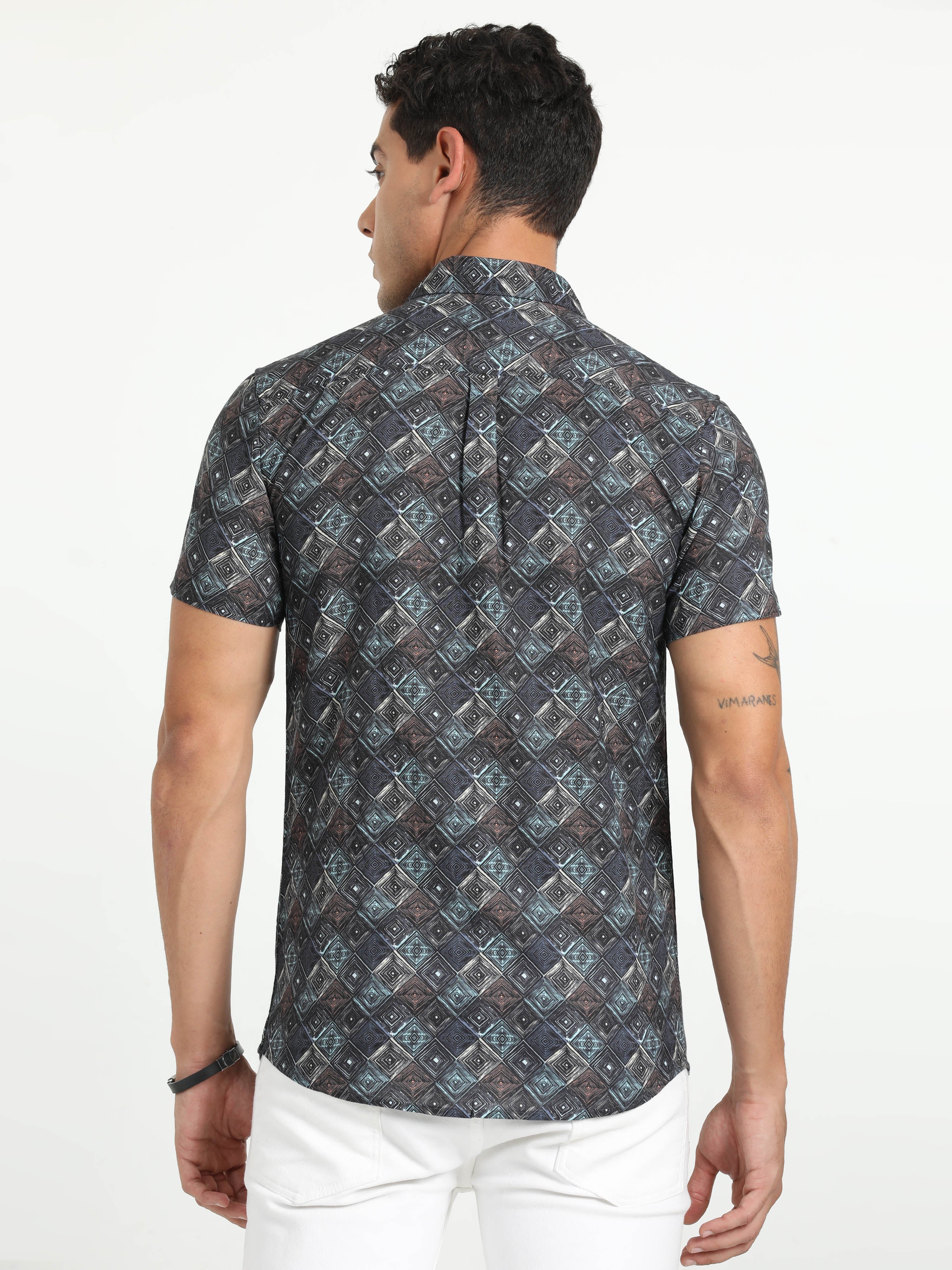 Cp Bro Men's Printed Multi Cotton Half Sleeve Woven Shirt | SBO2-94 A-HS-PRT-BSL