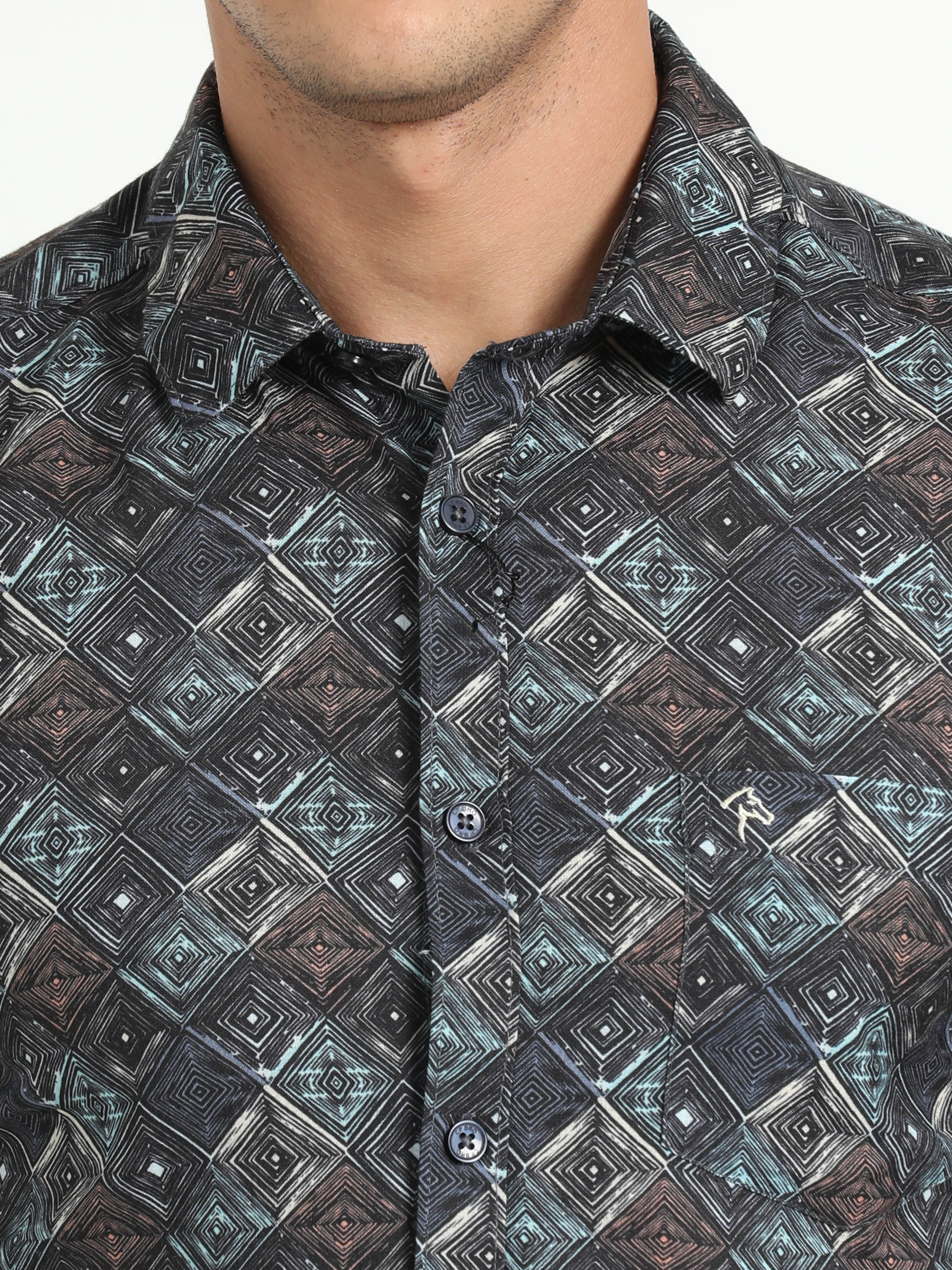 Cp Bro Men's Printed Multi Cotton Half Sleeve Woven Shirt | SBO2-94 A-HS-PRT-BSL