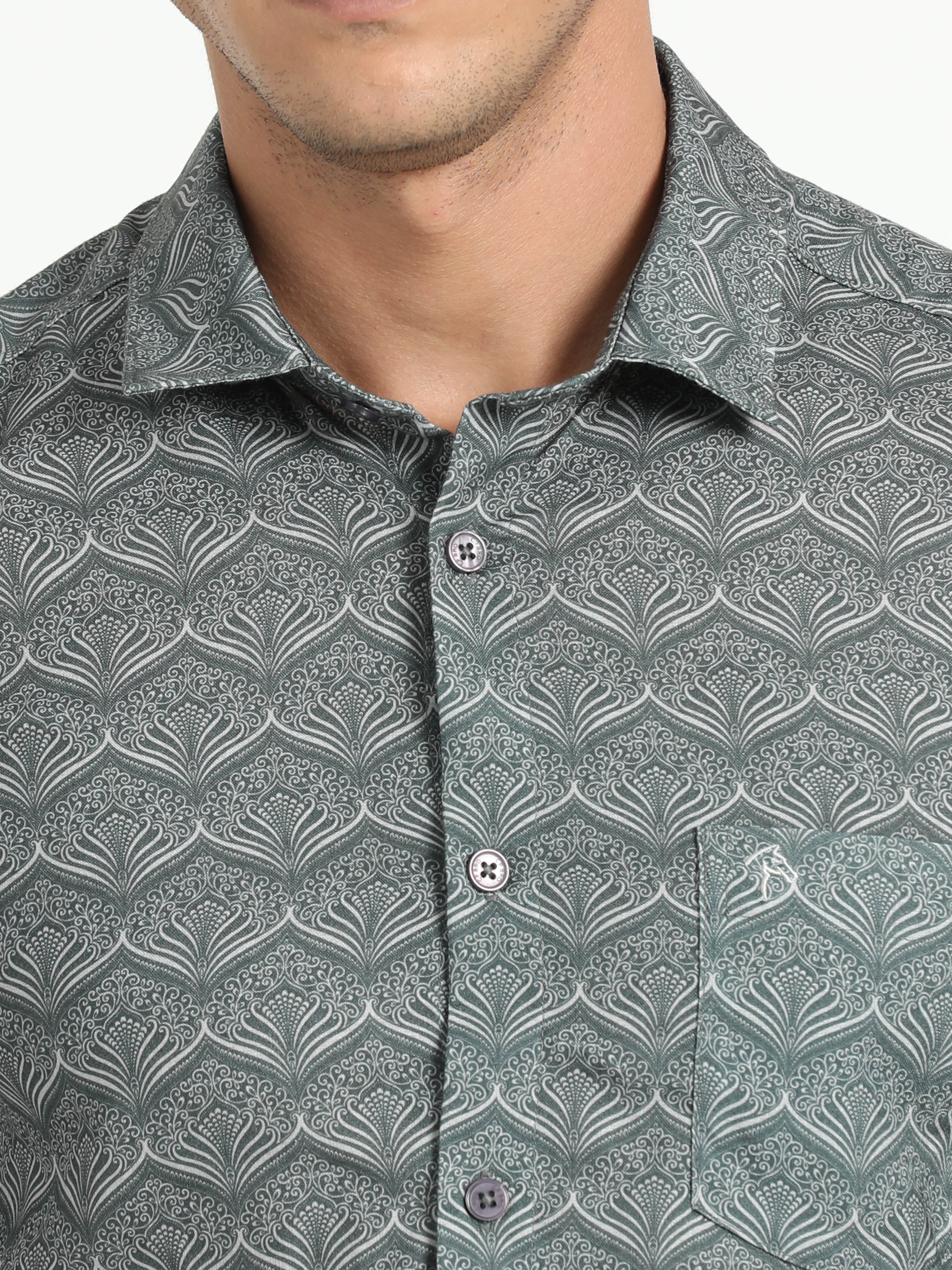 Cp Bro Men's Printed Grey Cotton Full Sleeve Woven Shirt | SBO2-70 A-FS-PRT-BSL