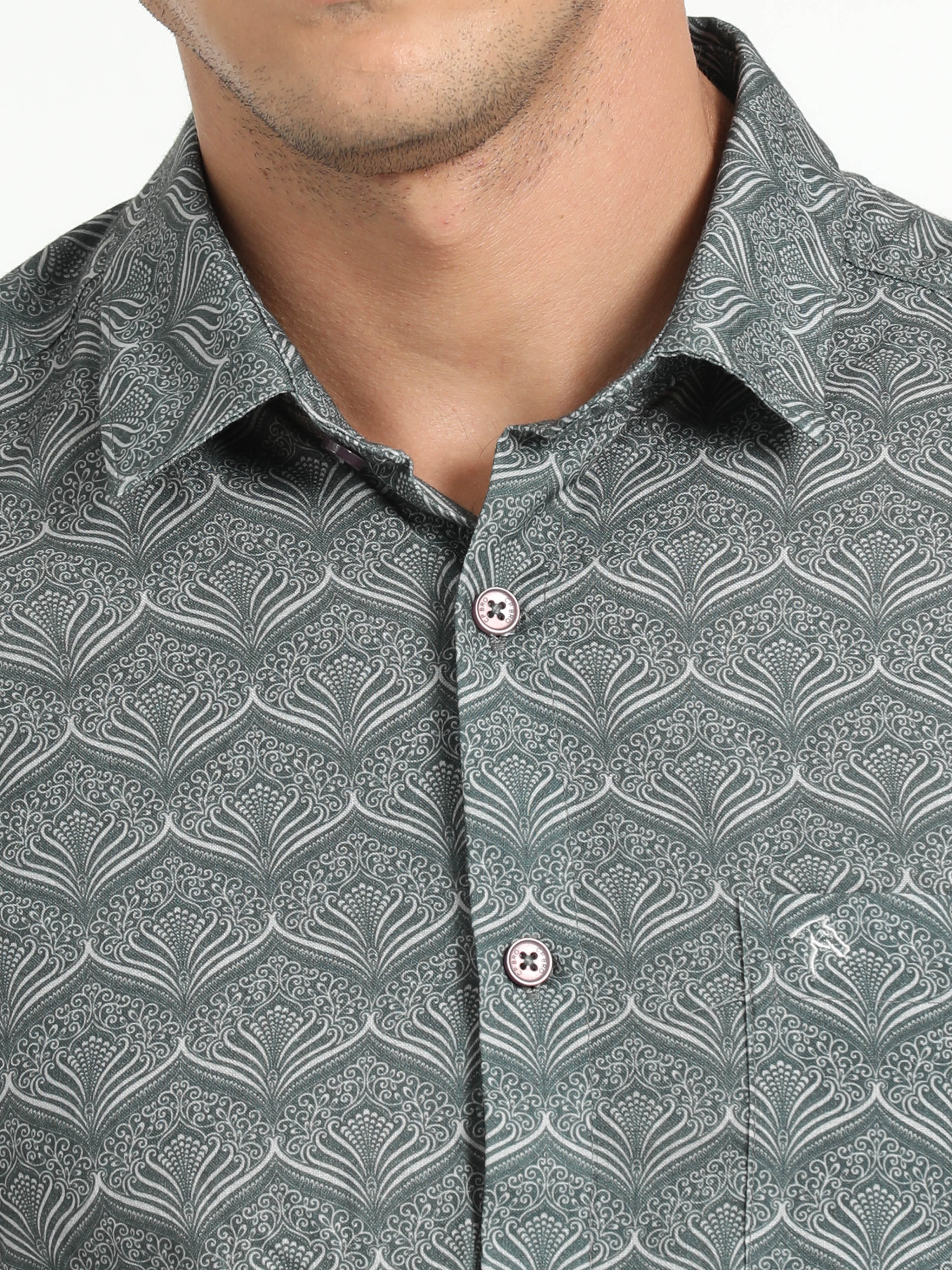 Cp Bro Men's Printed Grey Cotton Half Sleeve Woven Shirt | SBO2-70 A-HS-PRT-BSL