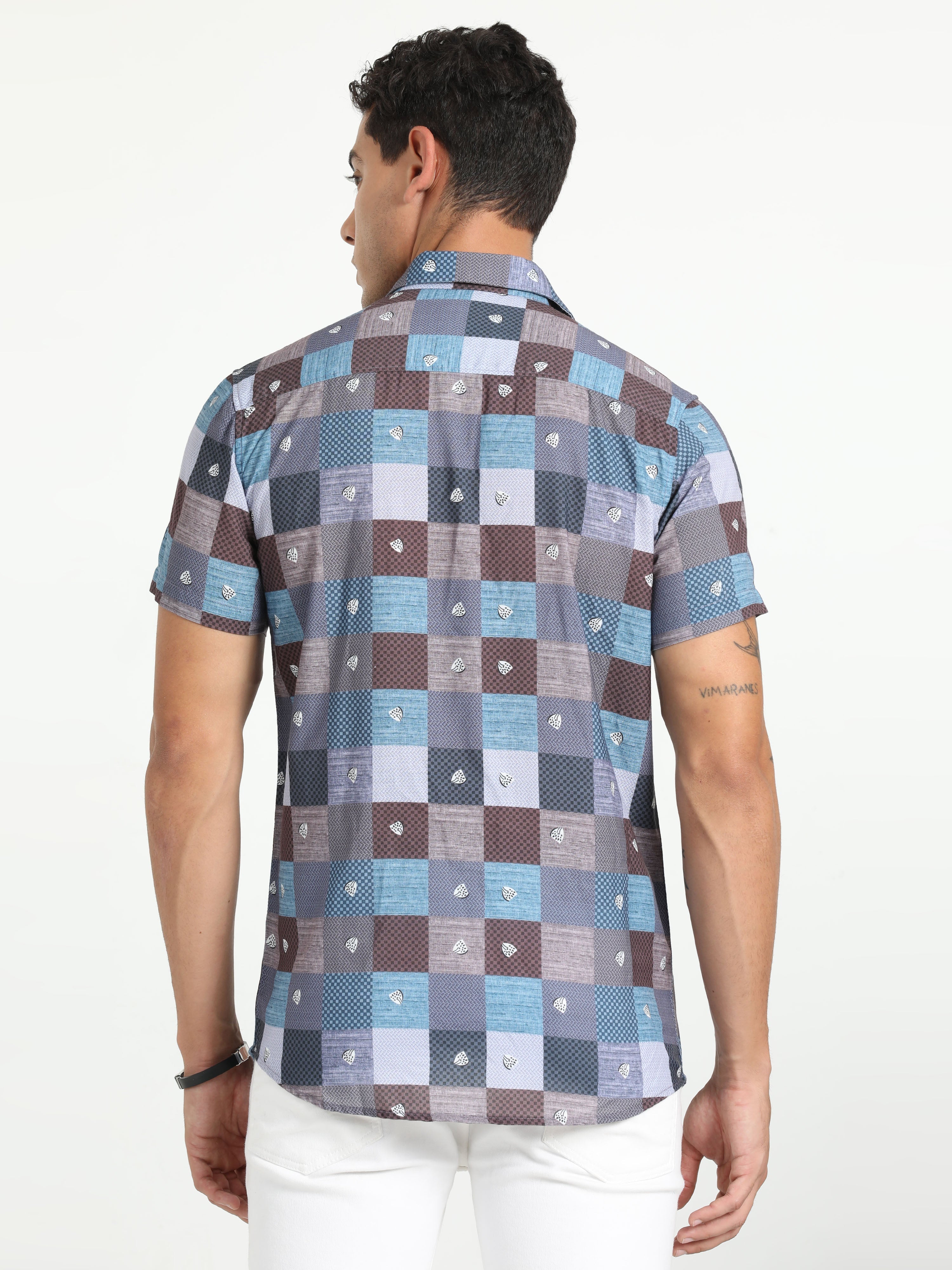 Cp Bro Men's Printed Multi Cotton Half Sleeve Woven Shirt | SBO2-83 A-HS-PRT-BSL
