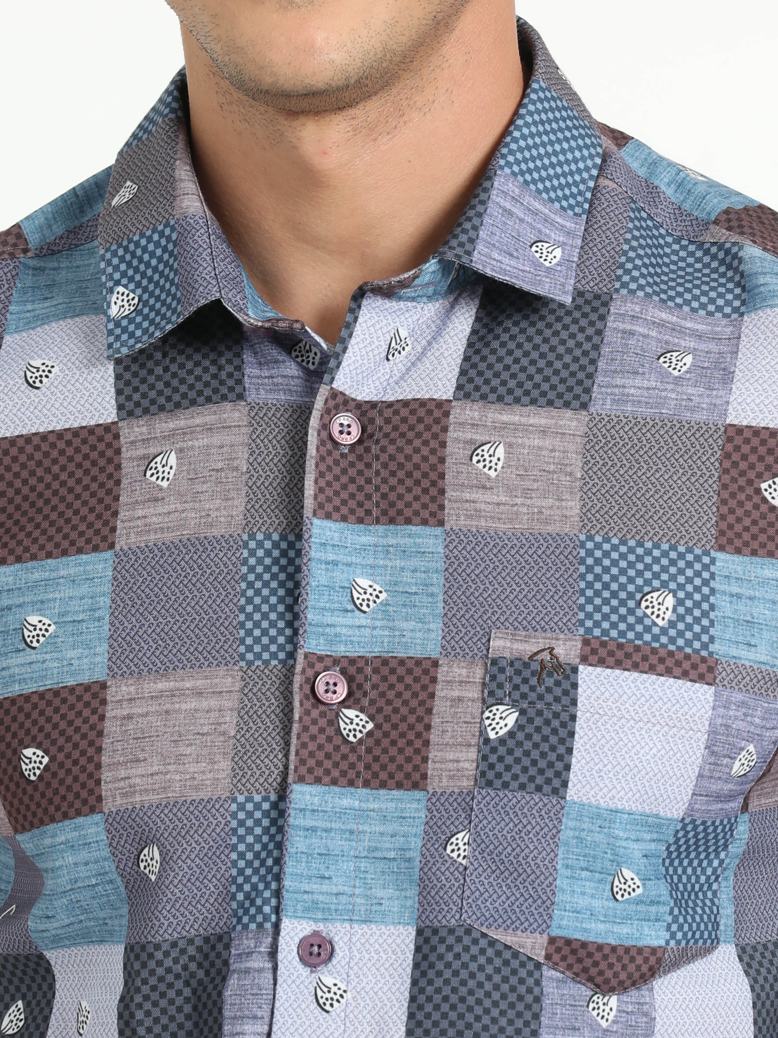 Cp Bro Men's Printed Multi Cotton Half Sleeve Woven Shirt | SBO2-83 A-HS-PRT-BSL