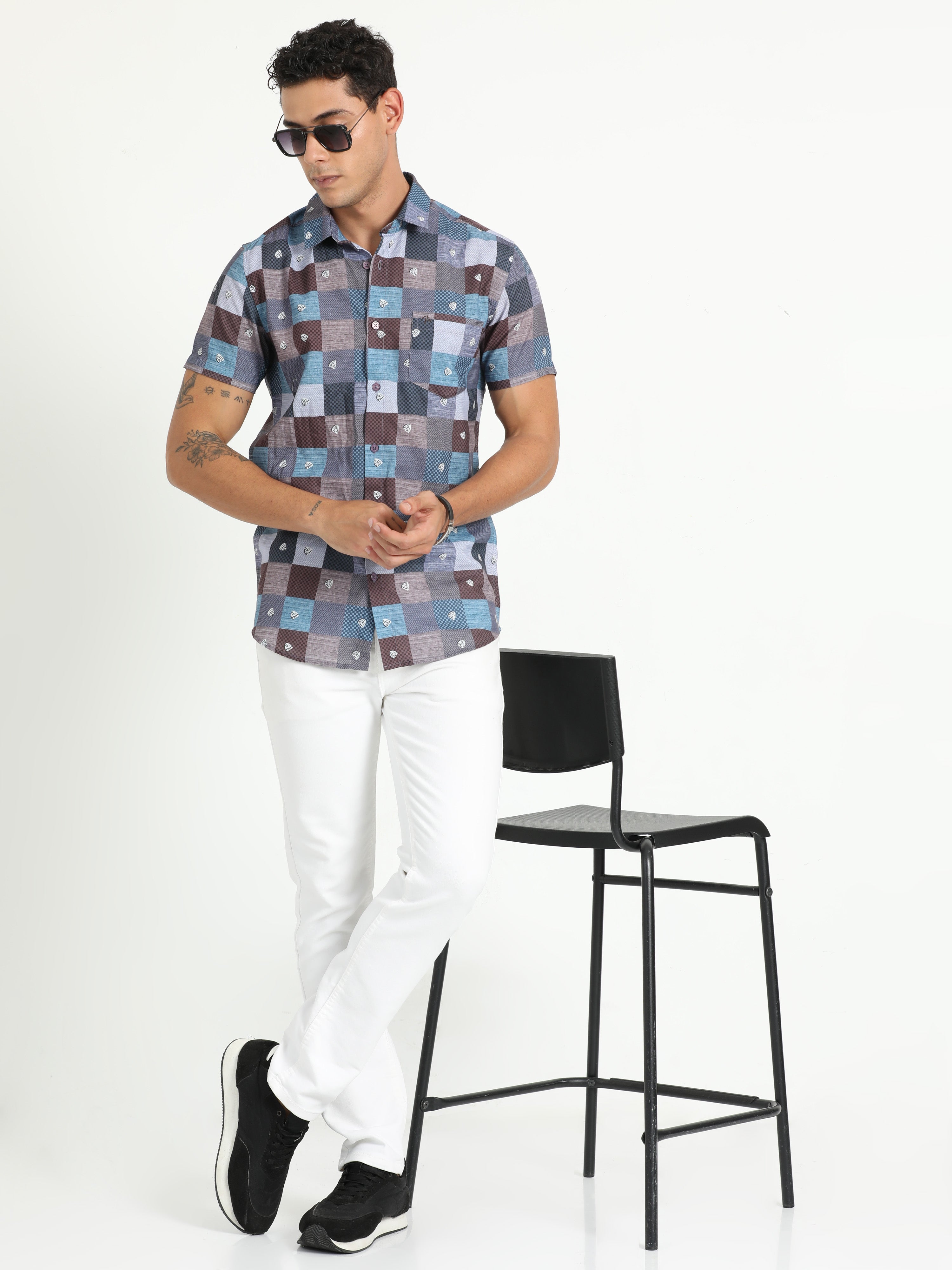 Cp Bro Men's Printed Multi Cotton Half Sleeve Woven Shirt | SBO2-83 A-HS-PRT-BSL