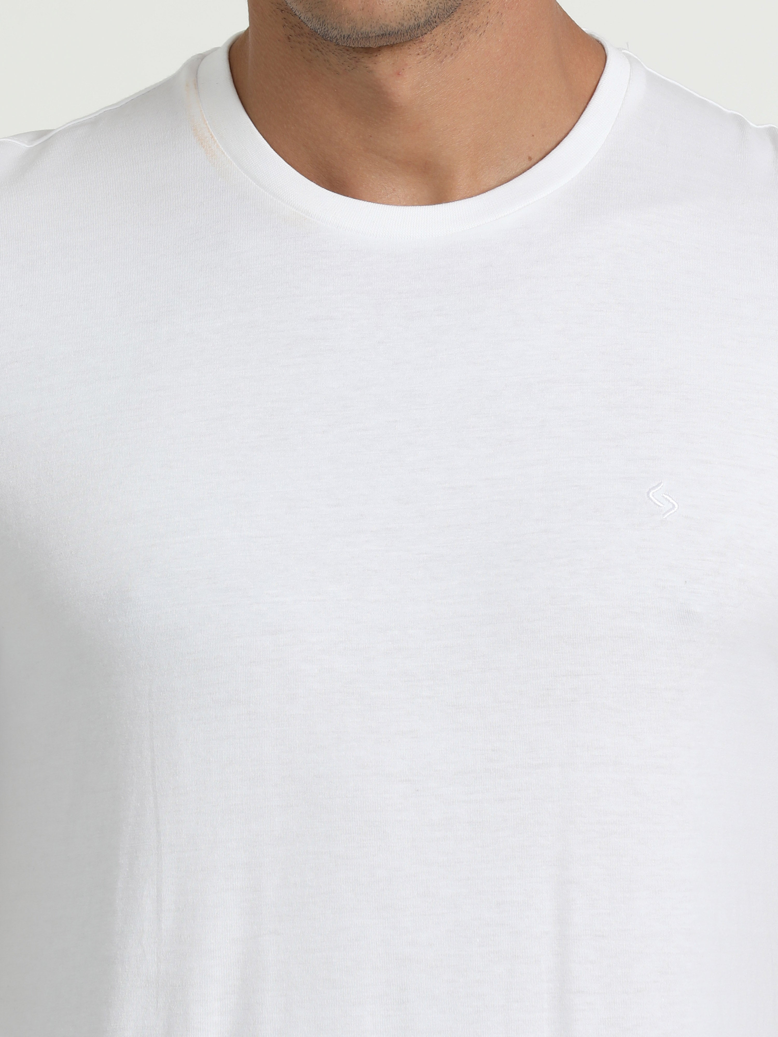 Classic Polo Men's Solid White Cotton Half Sleeve T-Shirt | TOY-ARDOR WHITE SF C