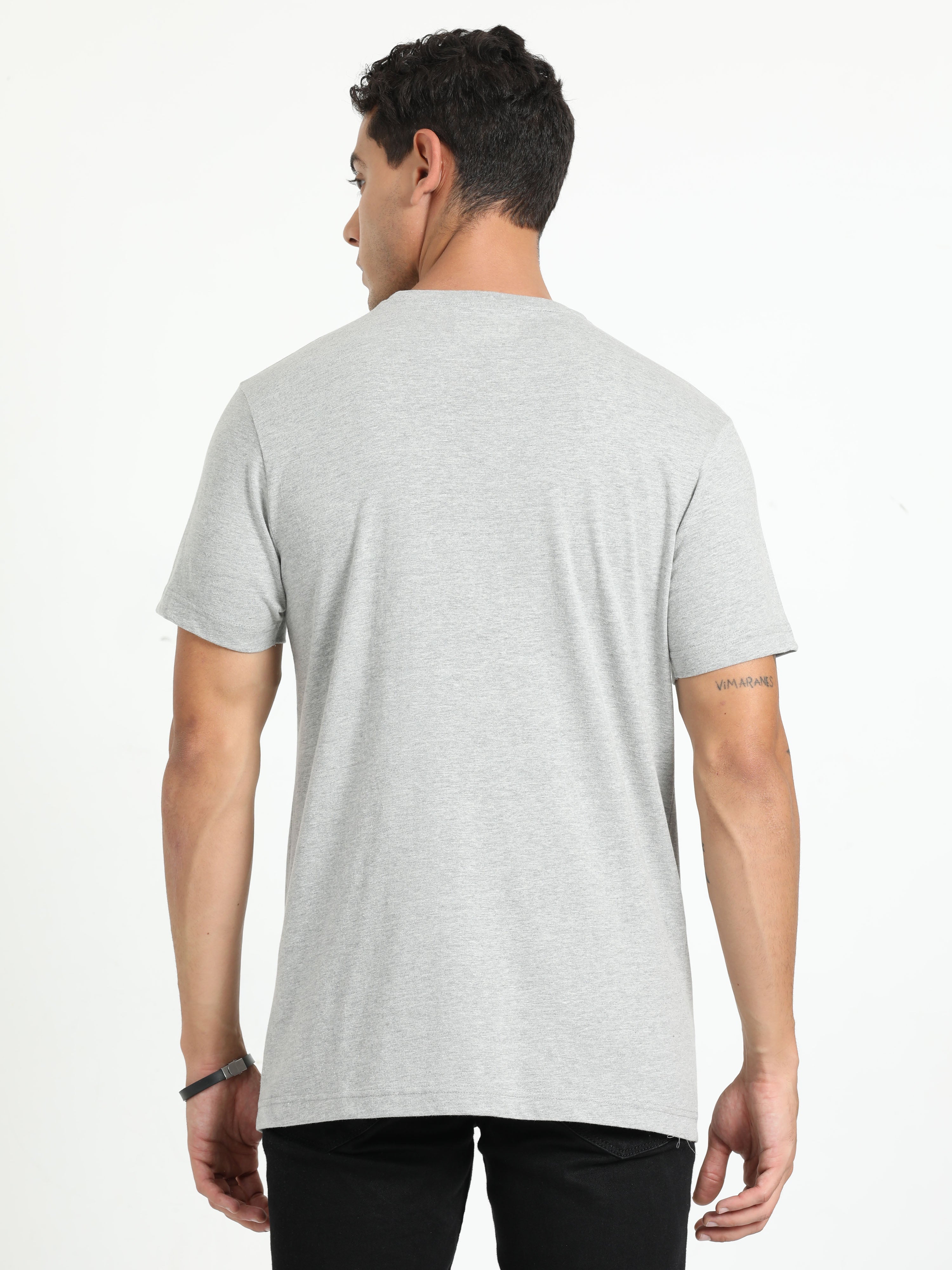 Classic Polo Men's Solid Lt.Grey Cotton Half Sleeve T-Shirt | TOY-ARDOR LT.GREY SF C
