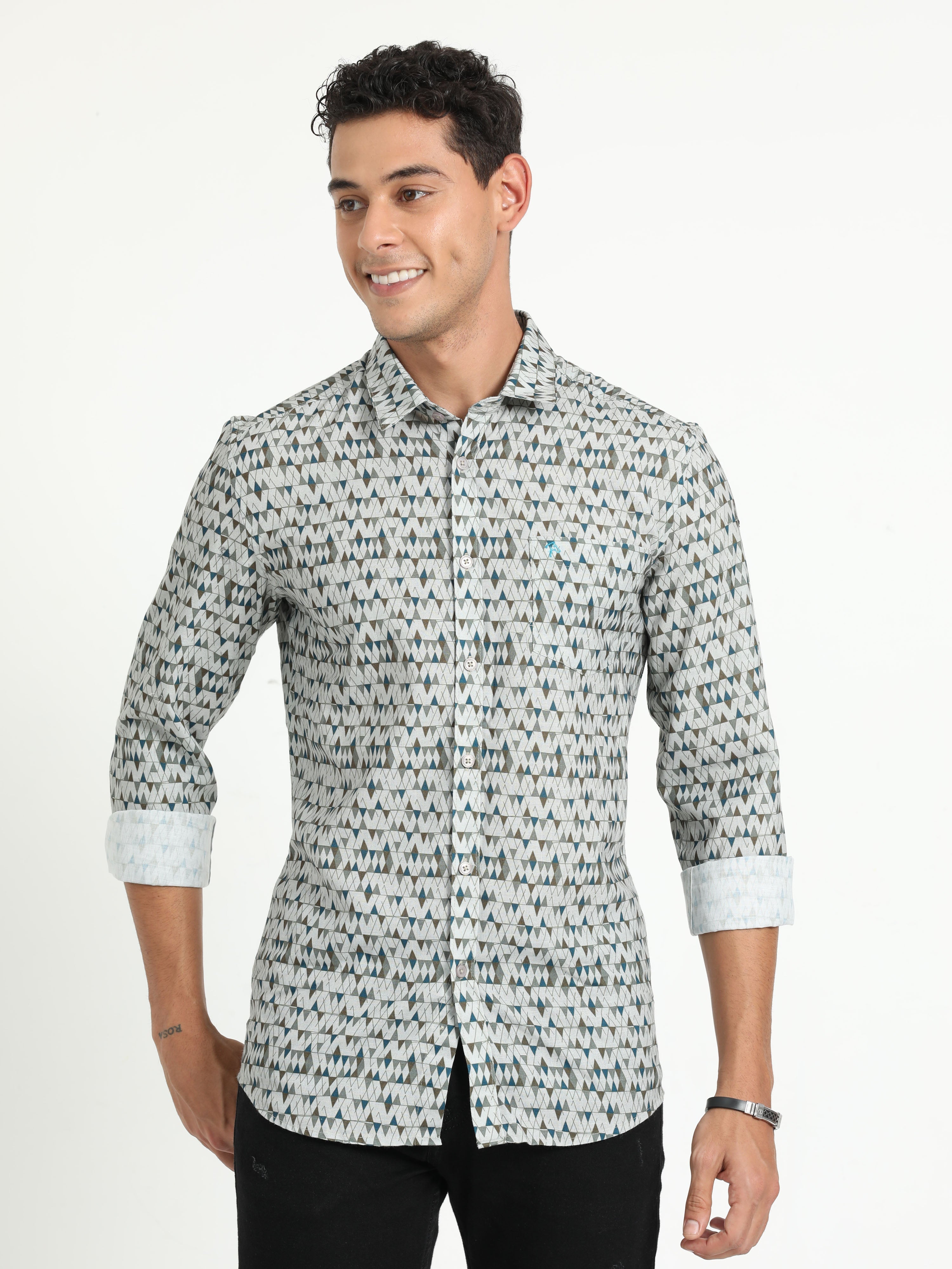 Cp Bro Men's Printed Multi Cotton Full Sleeve Woven Shirt | SBO2-91 B-FS-PRT-BSL