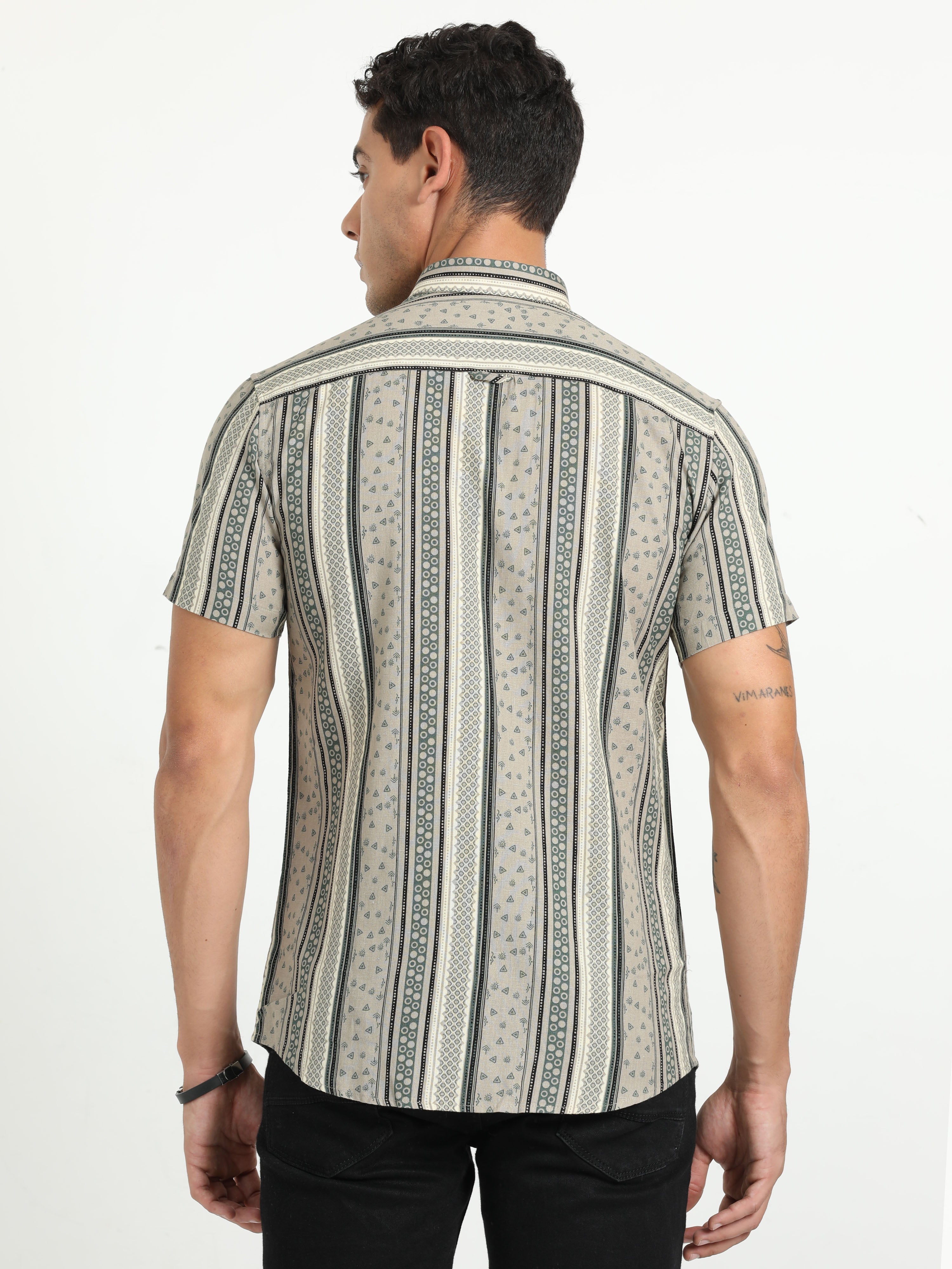 Cp Bro Men's Printed Multi Cotton Half Sleeve Woven Shirt | SBO2-27 B-HS-PRT-BSL