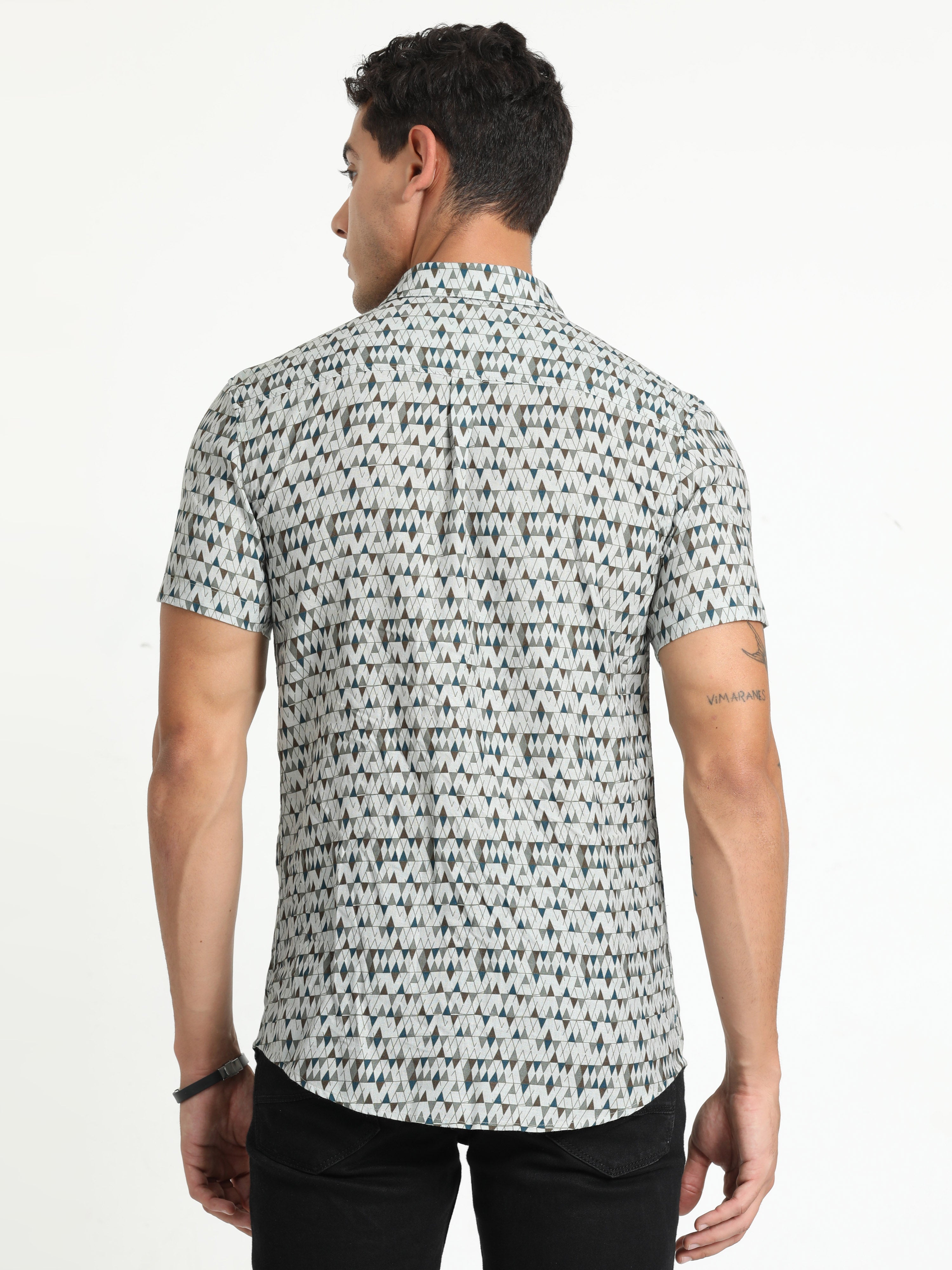 Cp Bro Men's Printed Multi Cotton Half Sleeve Woven Shirt | SBO2-91 B-HS-PRT-BSL